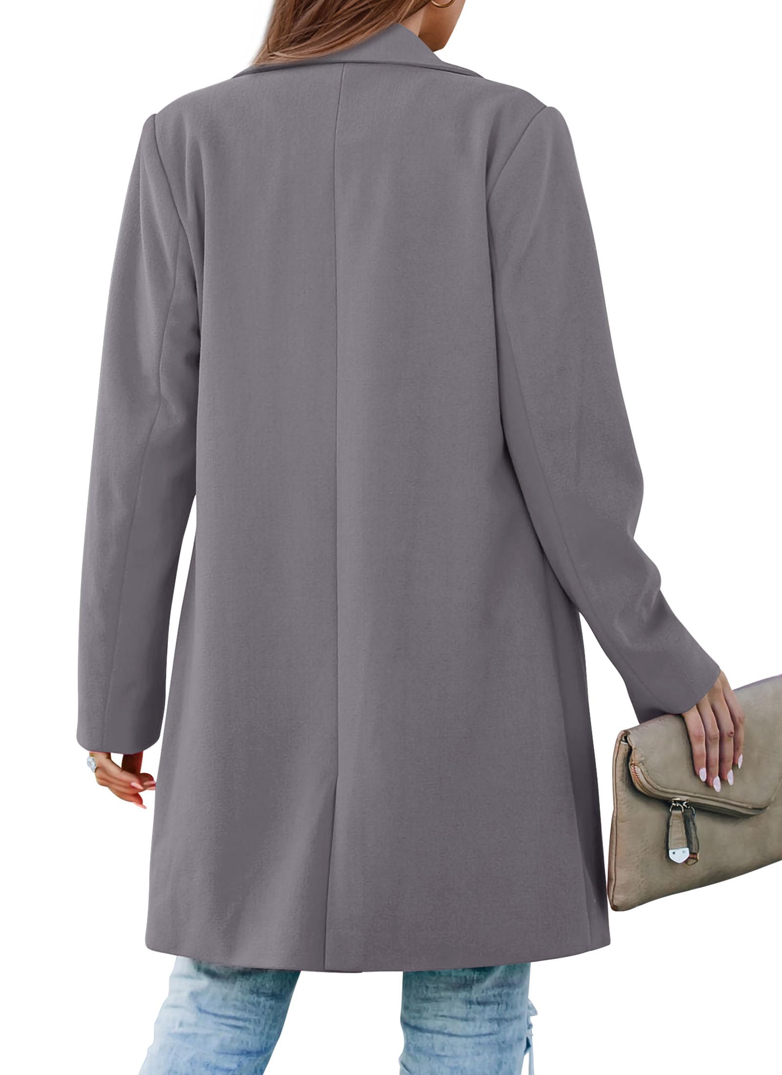 Women's Business Casual Long Blazer Jackets(Grey,S)