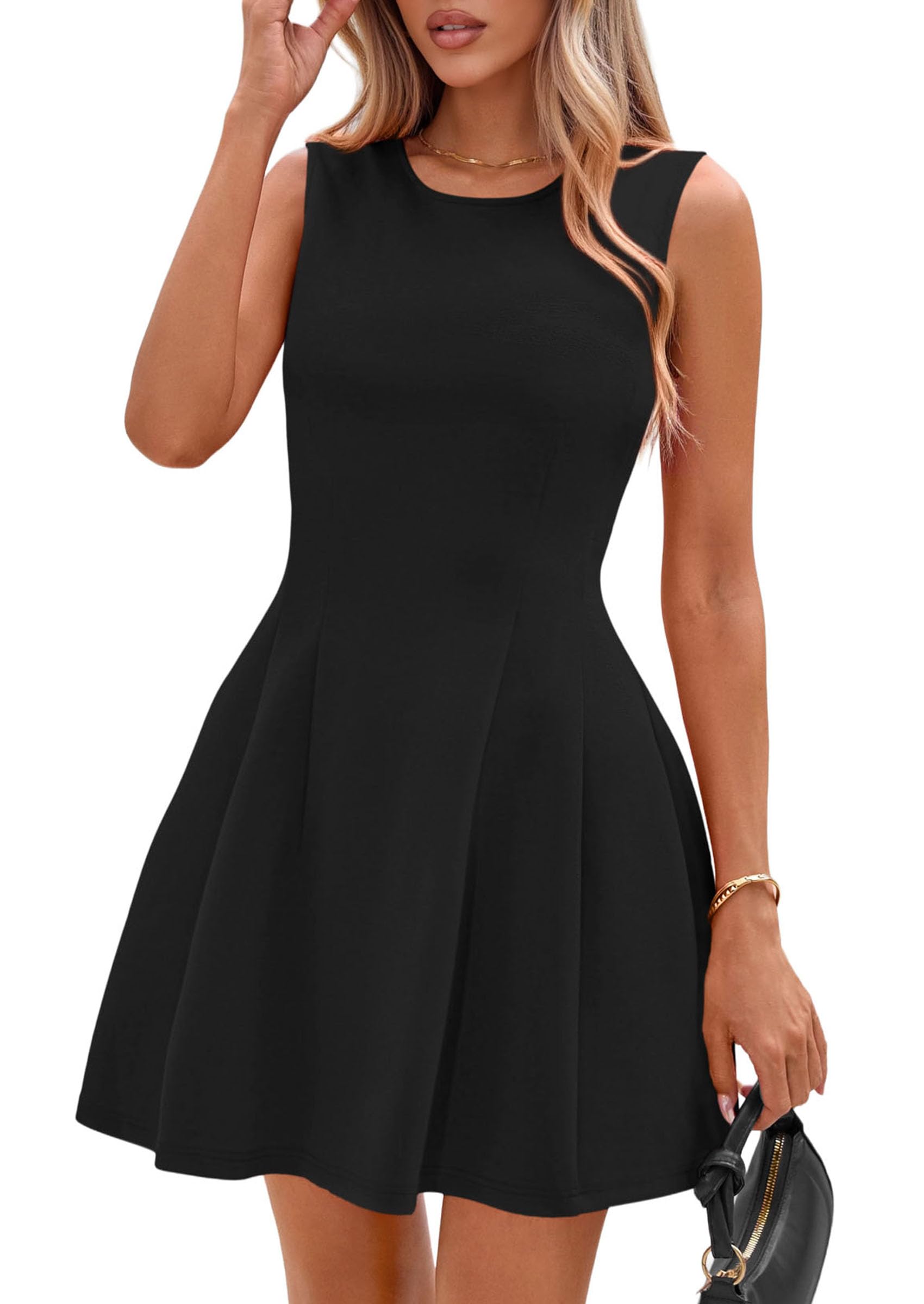 Women's A Line Elegant Summer Cocktail Dresses, Black,XS