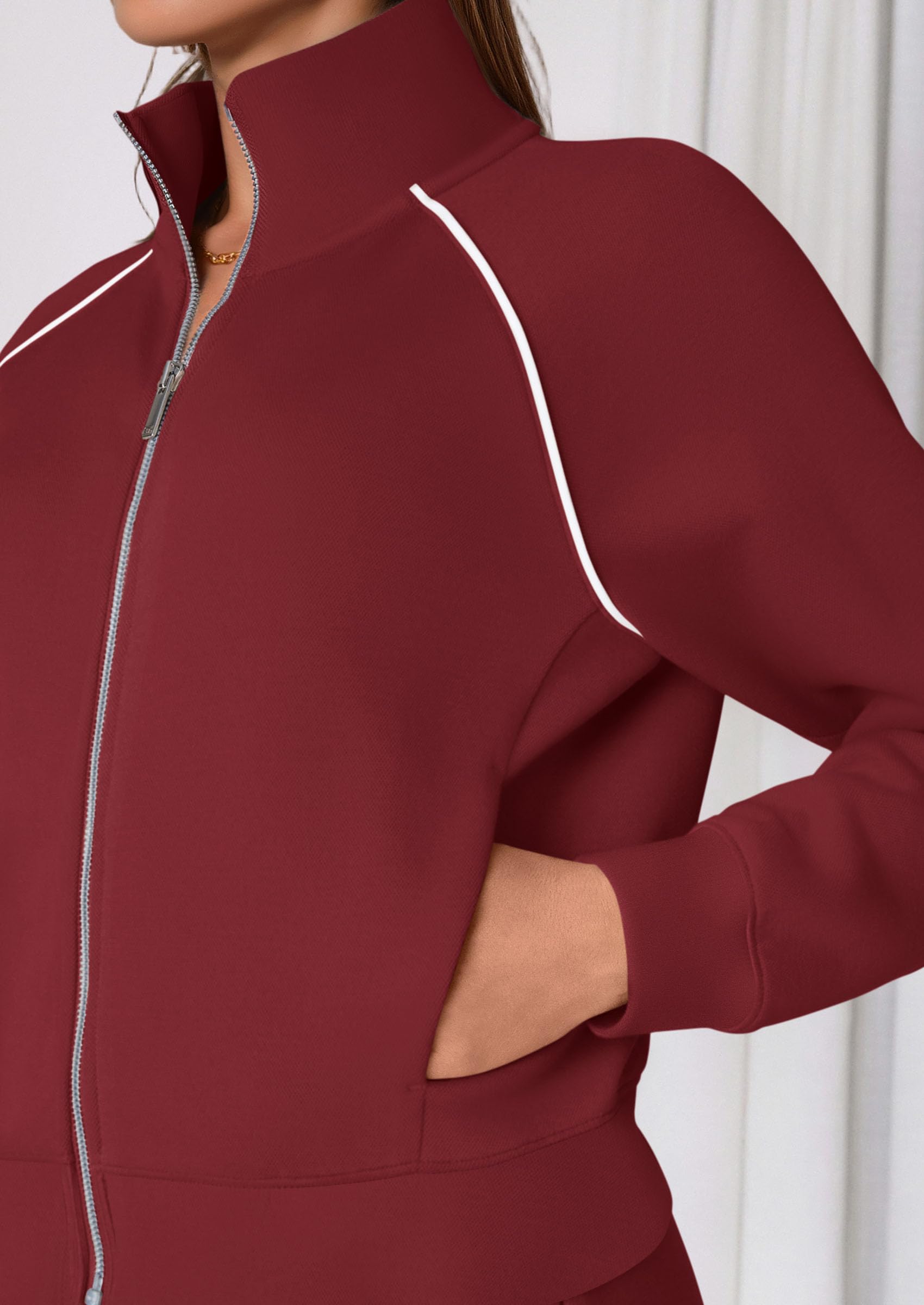 Women's 2 Piece Outfits Sweatsuits Lounge Sets,Burgundy,S