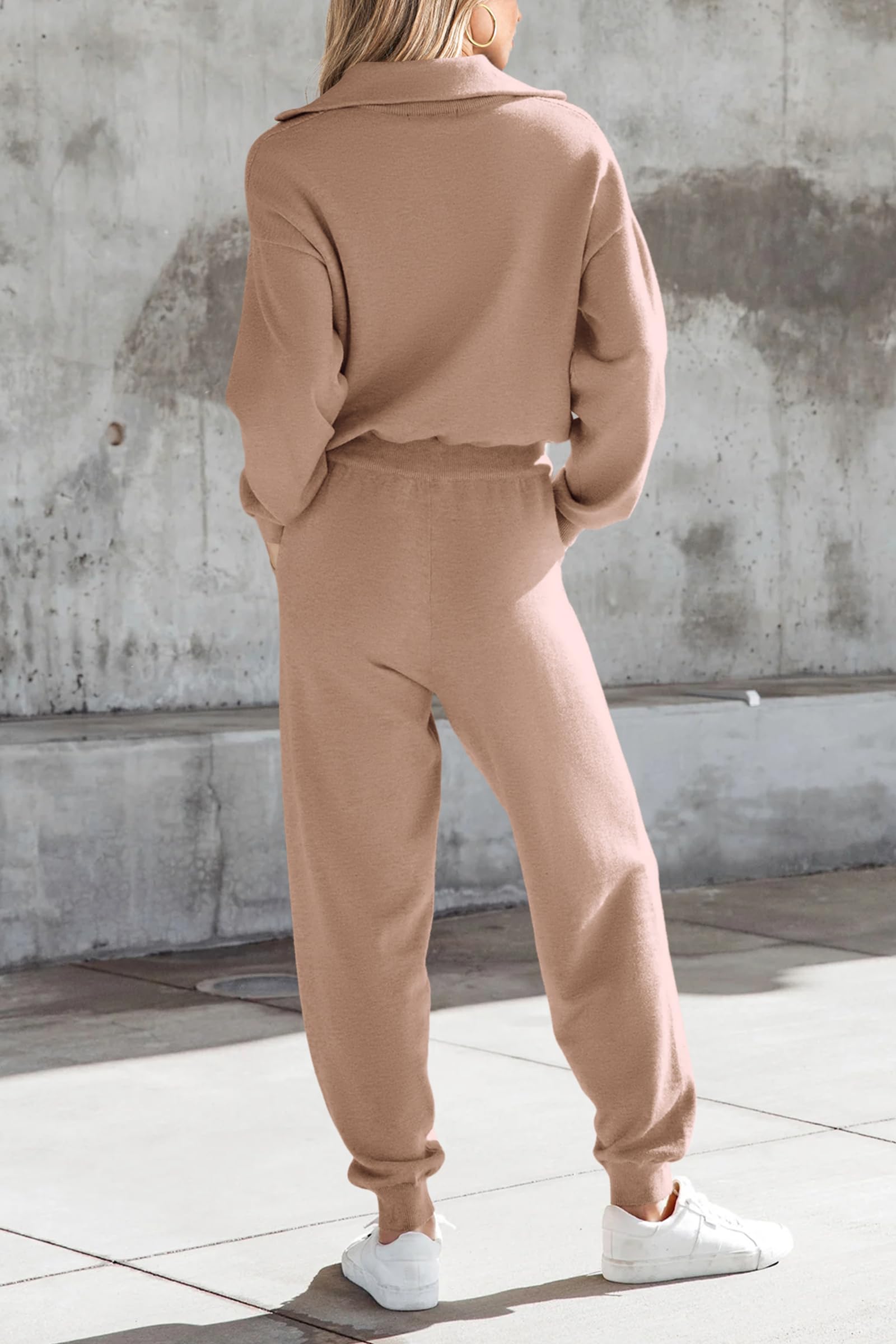 Women's 2 Piece Sweatsuits Set Fall Outfits(Khaki,S)
