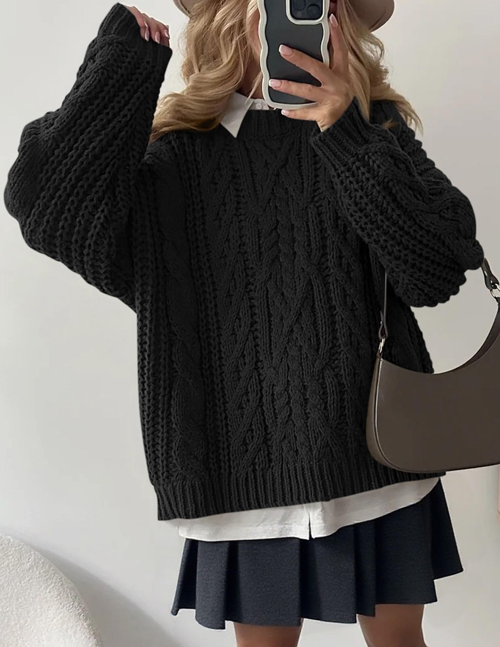 Womens Oversized Fall Sweaters Chunky Cable Knit Pullover Tops