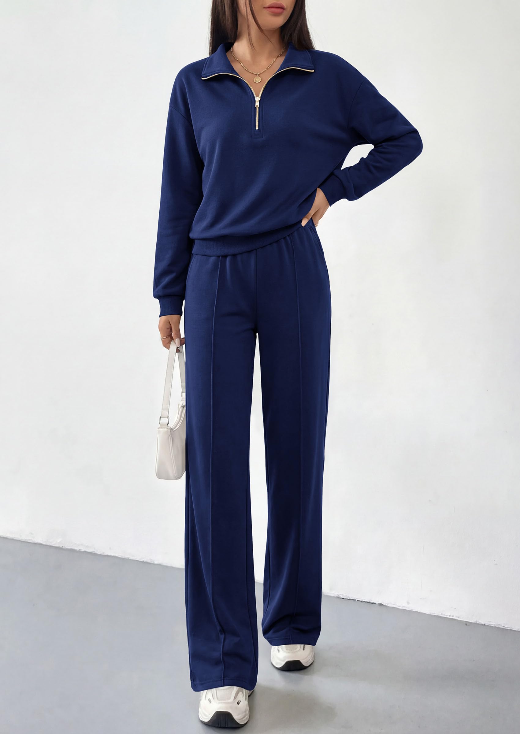 Women's Lounge Sets 2 Piece Outfits Sweatsuits,Dark Blue,S
