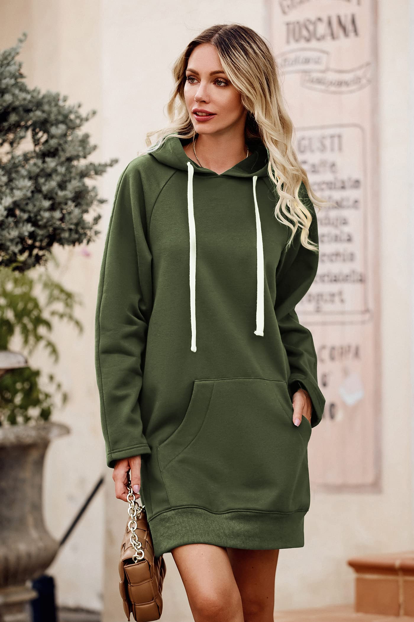 Sweatshirt for Women Fall Oversized Hoodie Dress,Army Green,S