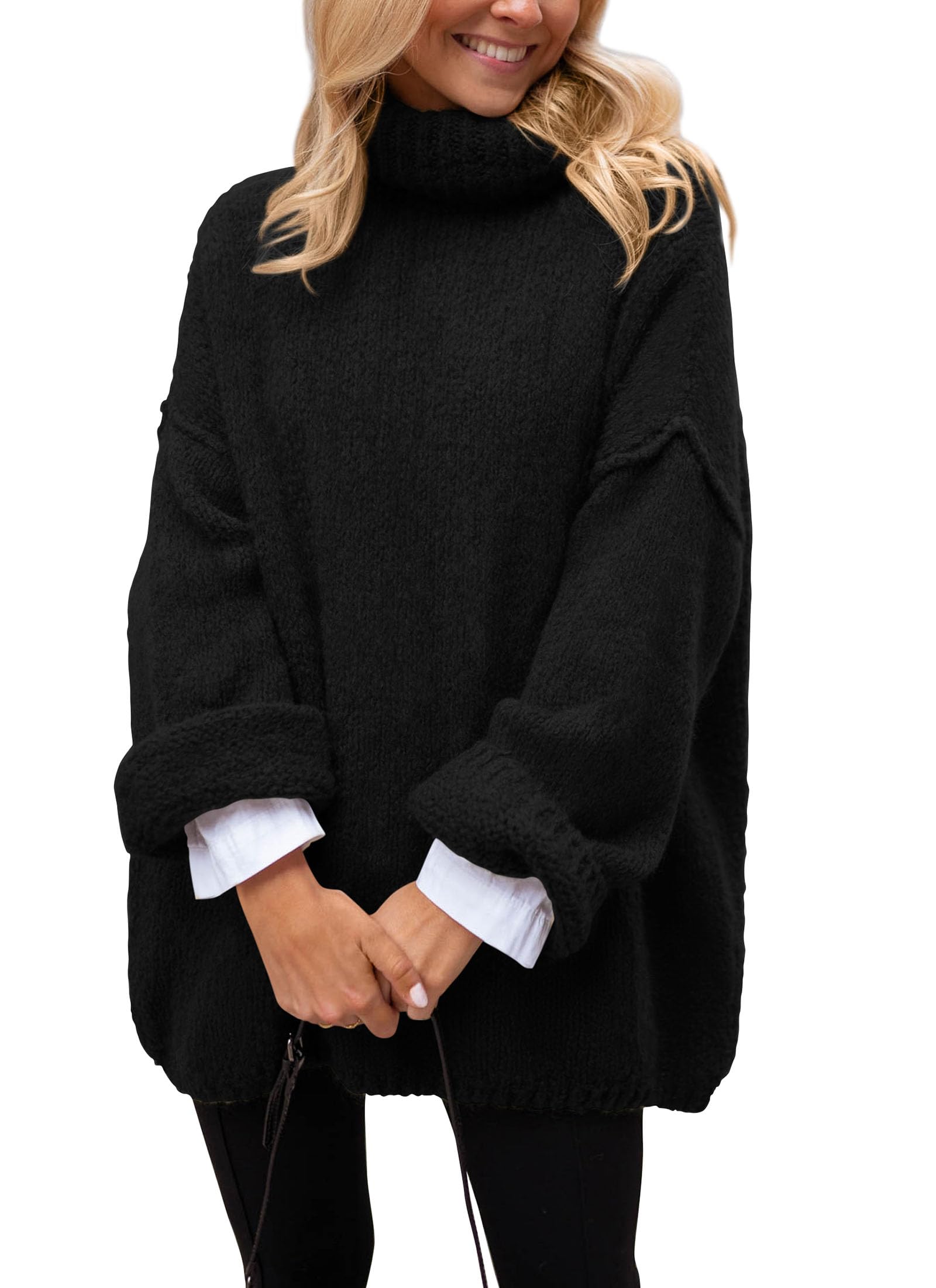 Women's Cozy Chunky Knit Oversized Fall Turtleneck Sweaters