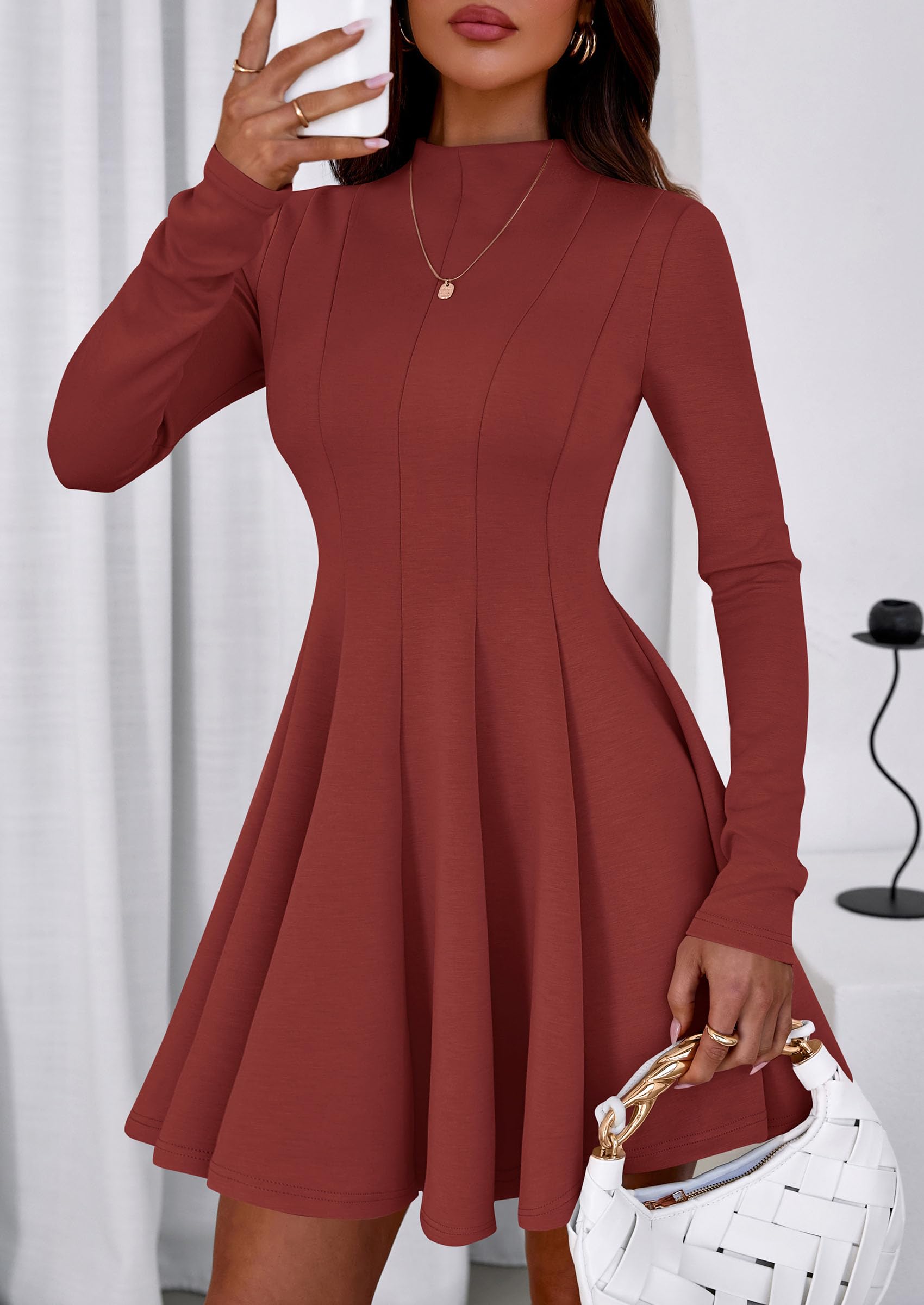 Fall Dresses for Women Long Sleeve Flowy Mini Homecoming Dress