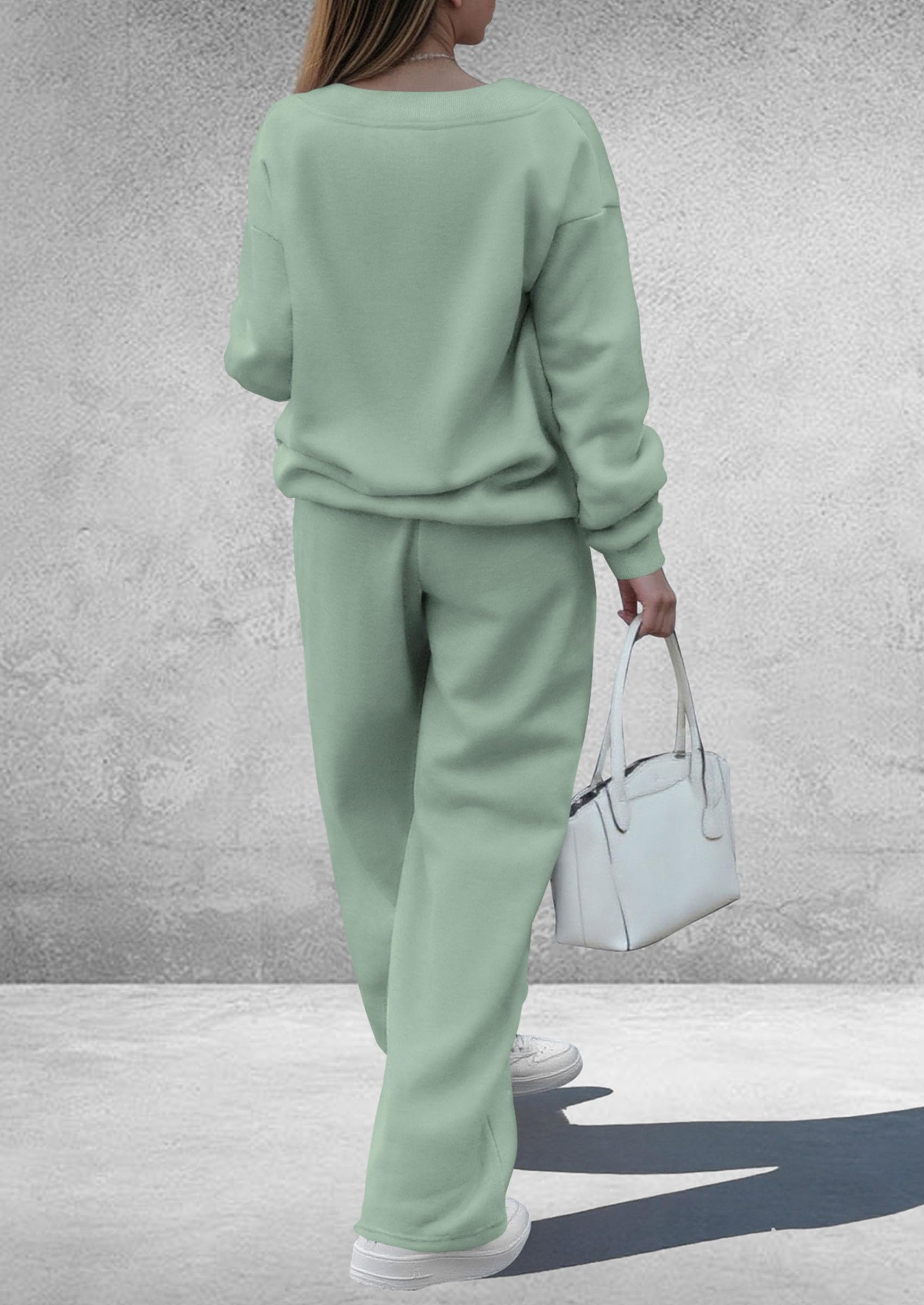 Womens 2 Piece Outfits Fall Sweatsuits,Grey Green,S