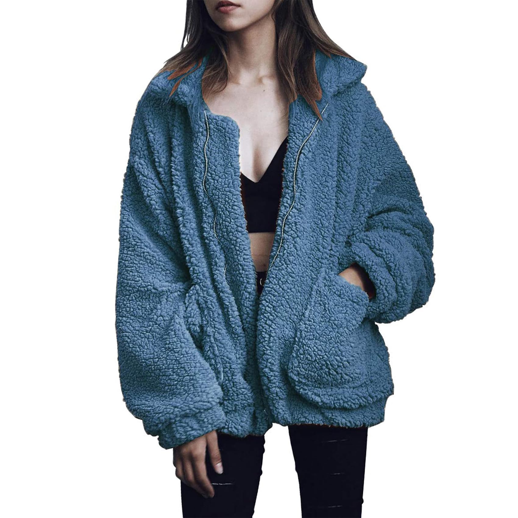 Oversized Sherpa Fleece Jacket Women's Winter Coats Outerwear
