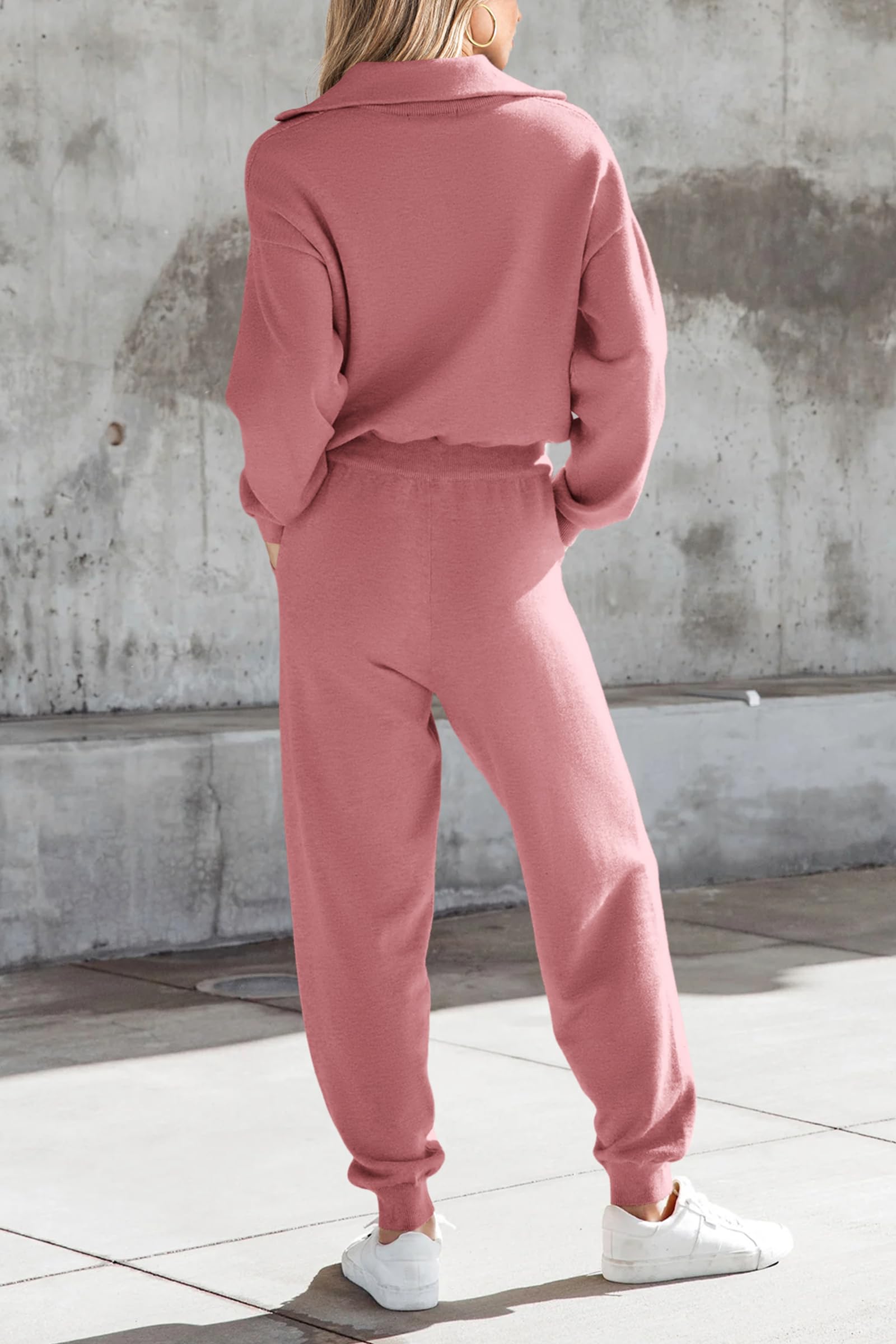 Women's 2 Piece Sweatsuits Set Fall Outfits(Pink,S)