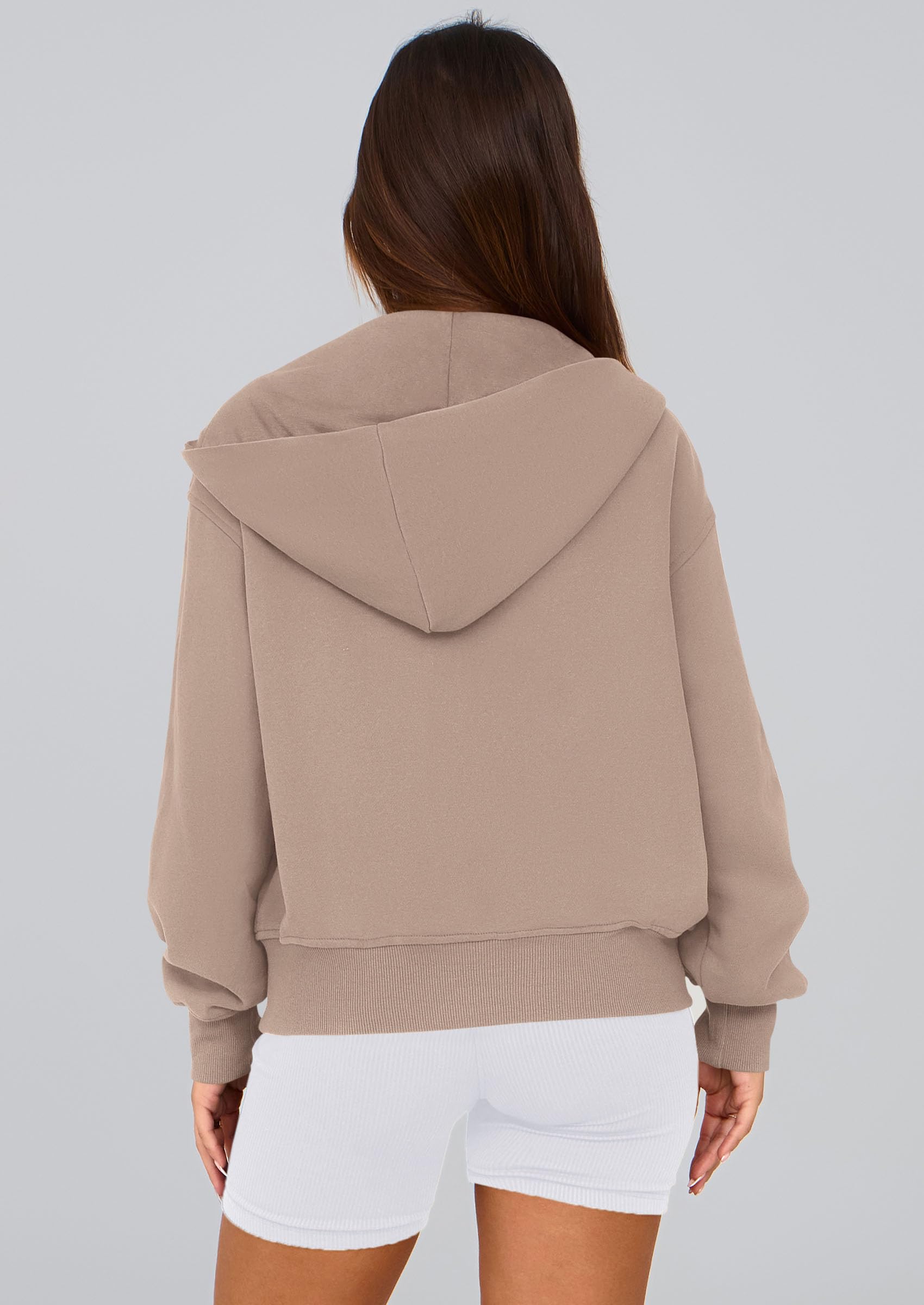 Hoodies for Women Fall Fashion Zip Up Fleece Plain Sweatshirt