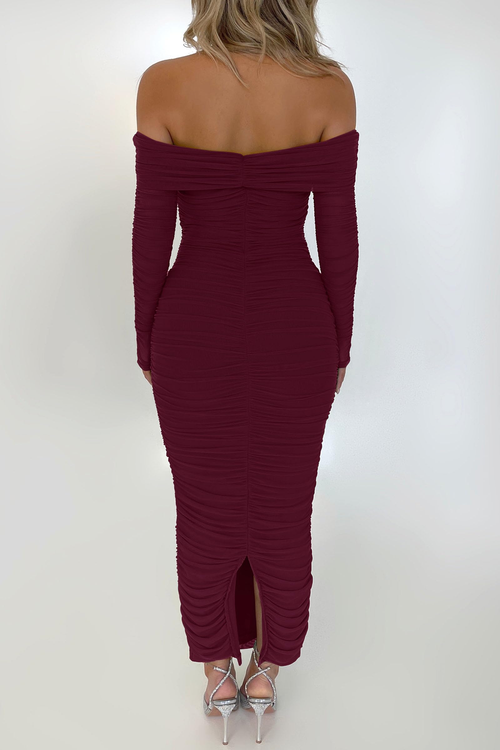 Women's Off Shoulder Bodycon Maxi Dress Wedding Guest Dresses