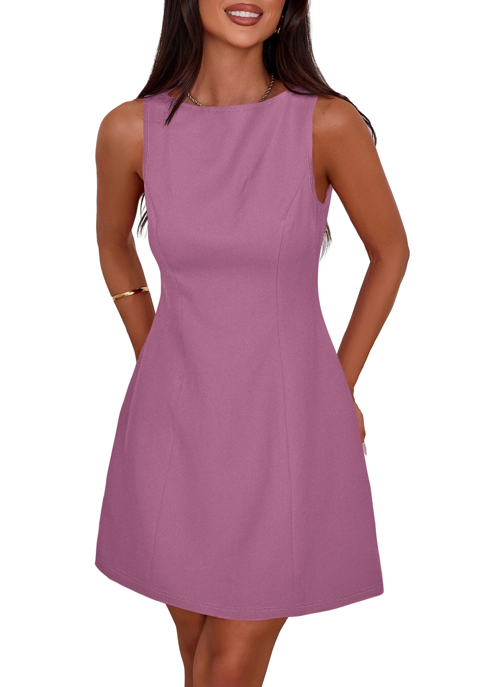 Women's Formal Short Dresses A Line Mini Dress,Purple,XS