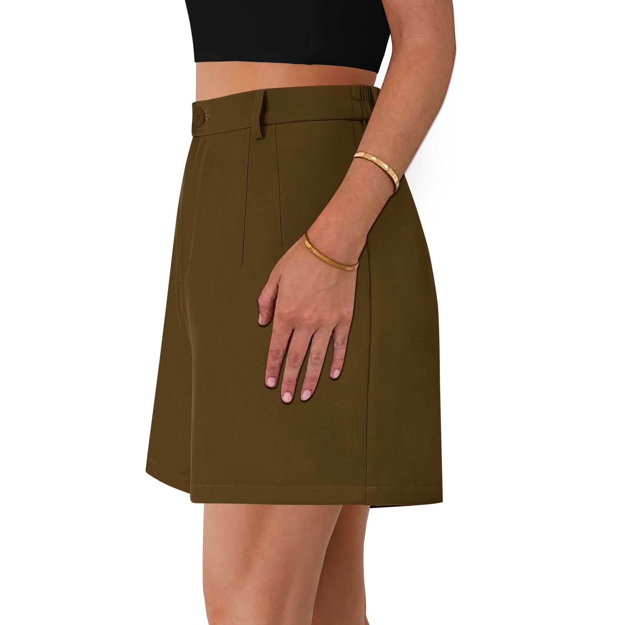 Women's Summer Shorts Business Casual Outfits,Dark Khaki,S