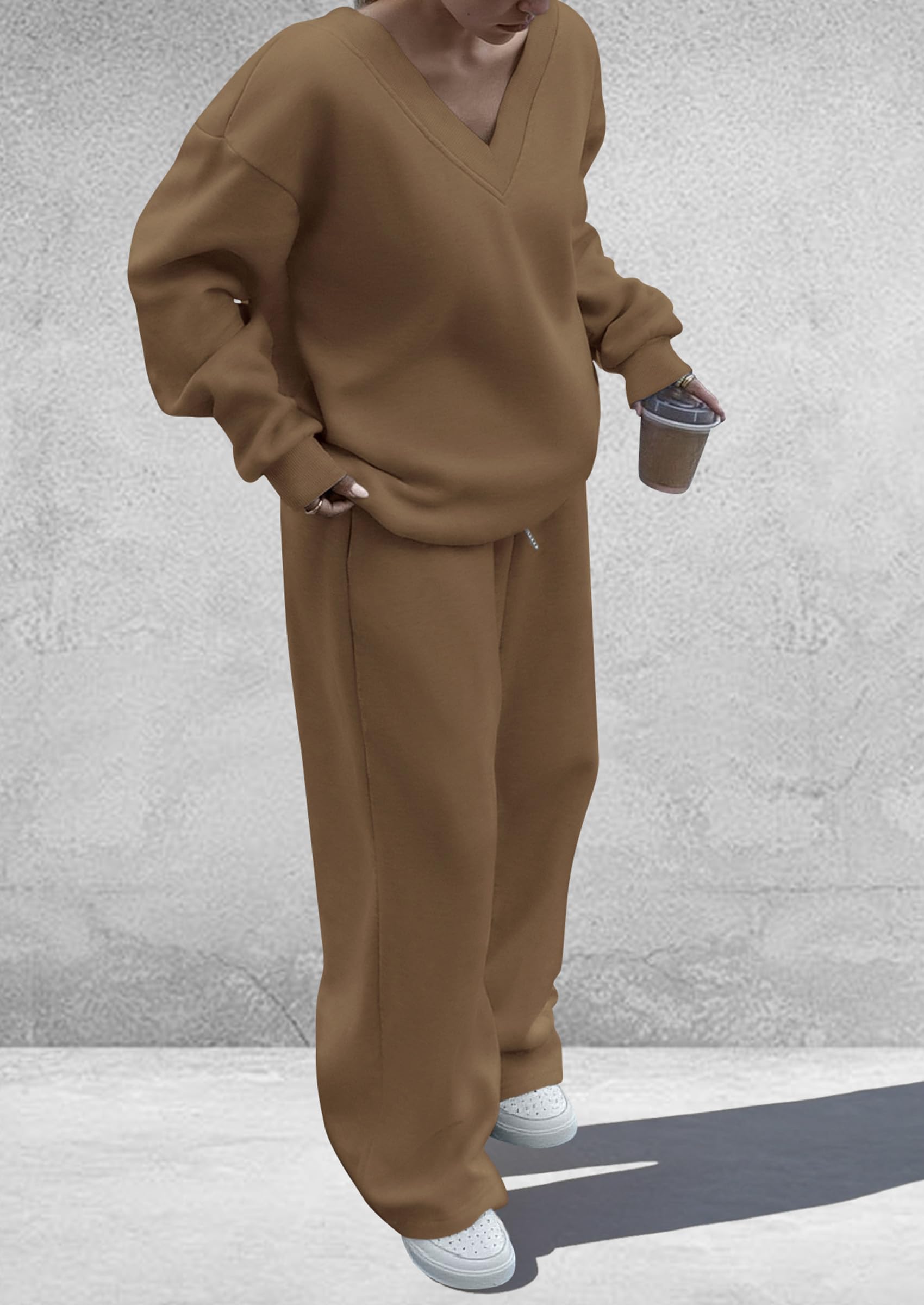 Womens 2 Piece Outfits Fall Sweatsuits,Khaki,S