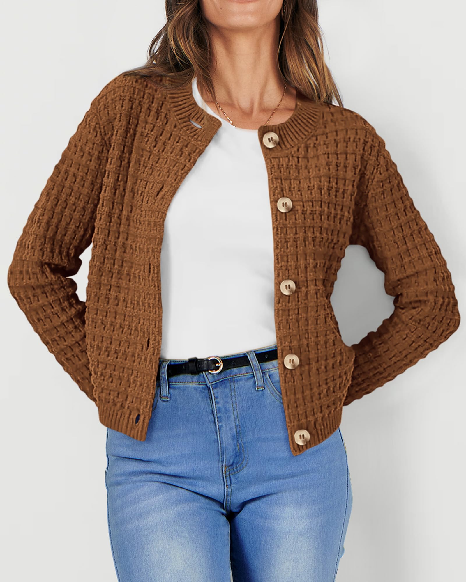 Women's Fall Lightweight Cardigan Sweaters Coffee