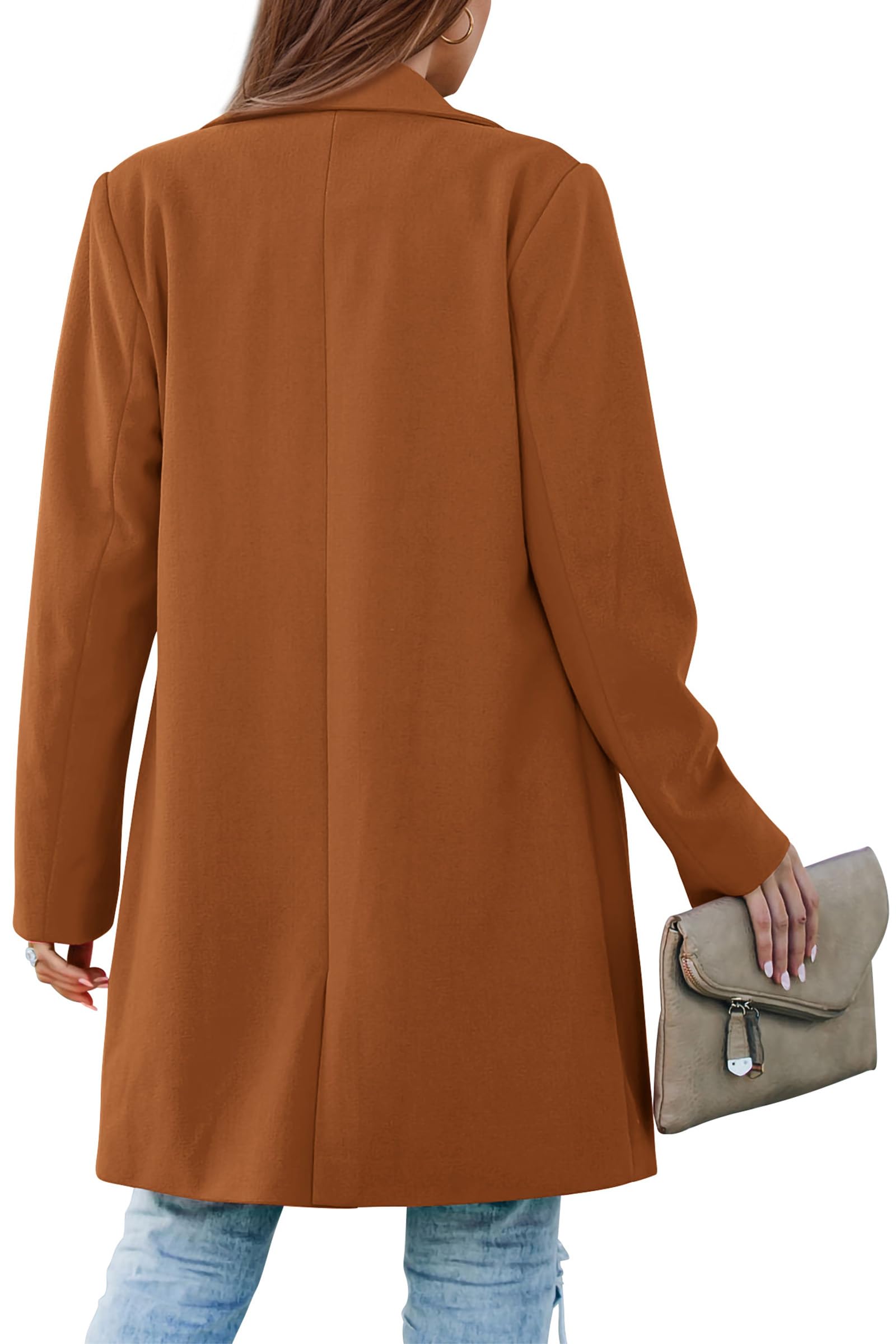 Women's Business Casual Long Blazer Jackets(Brown,S)