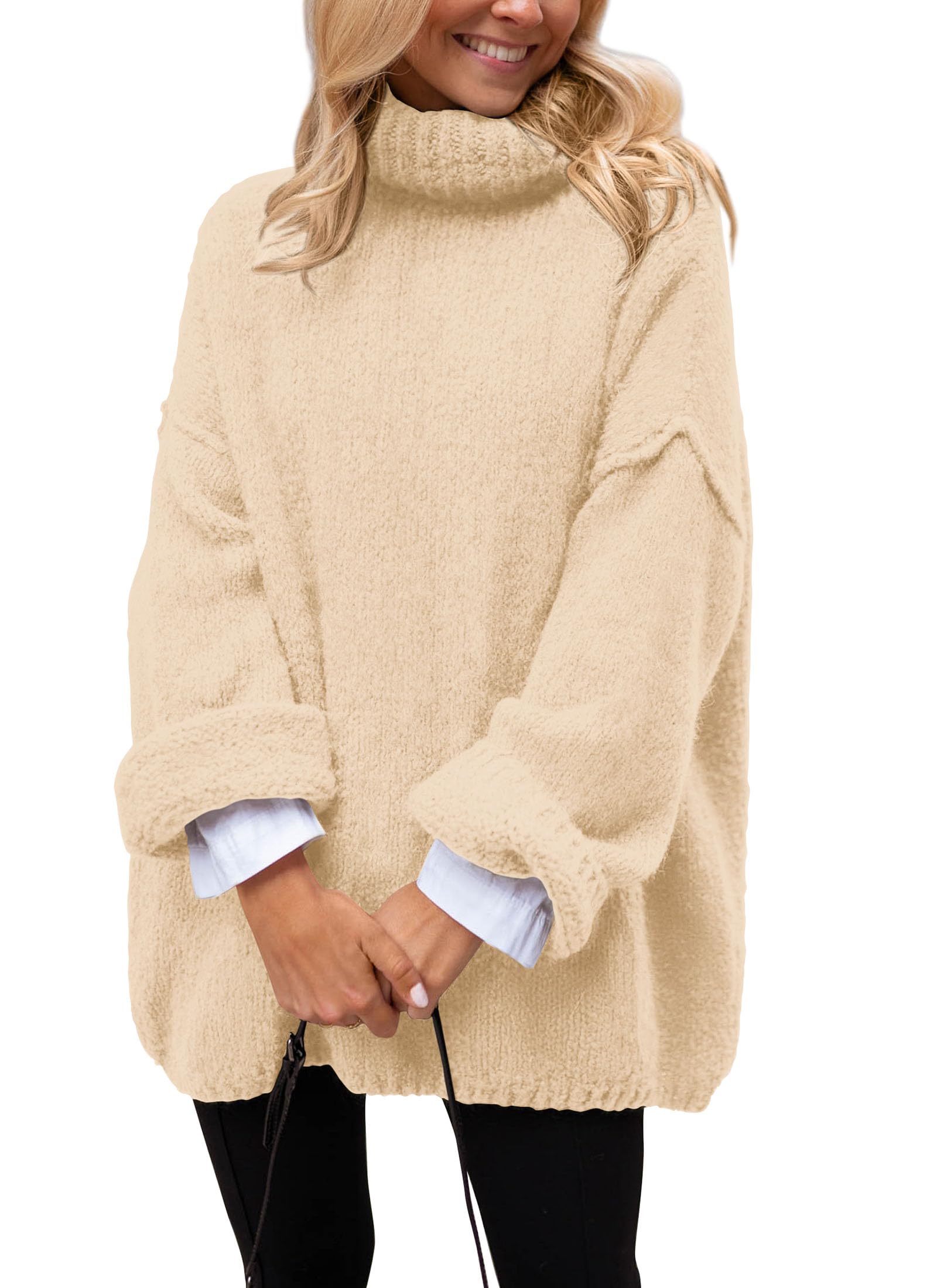 Women's Cozy Chunky Knit Oversized Fall Turtleneck Sweaters
