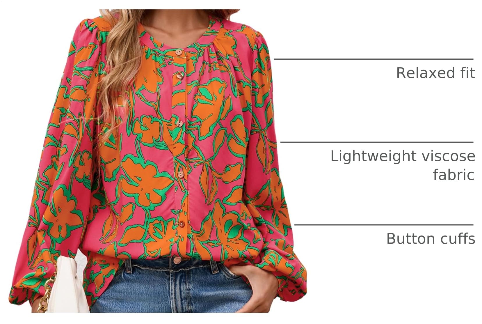 Women's Boho Tops Fall Long Sleeve Button Down Floral Blouses