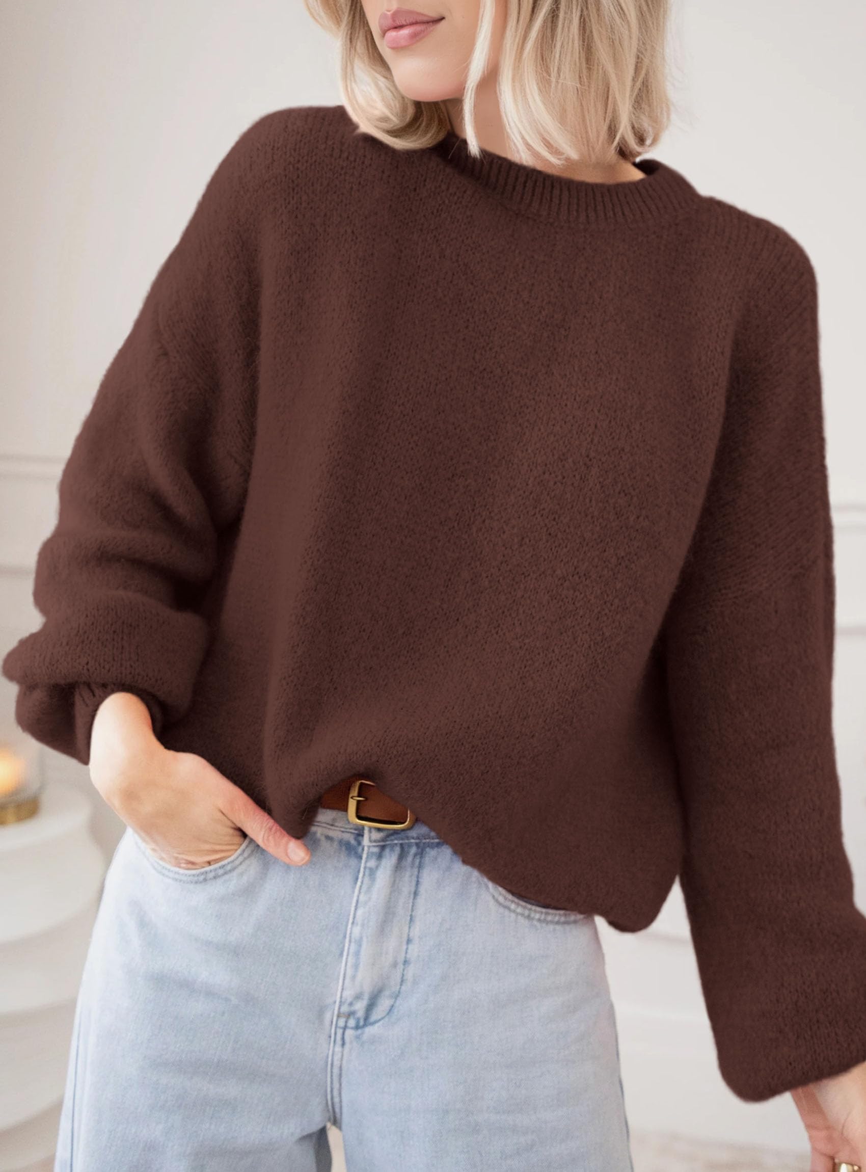 Women's Fall Oversized Holiday Sweaters (Dark Brown,S)