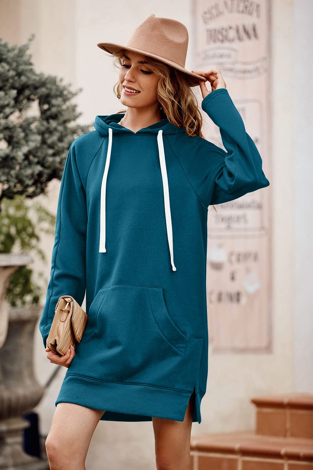 Sweatshirt for Women Fall Oversized Hoodie Dress,Lake Blue,S