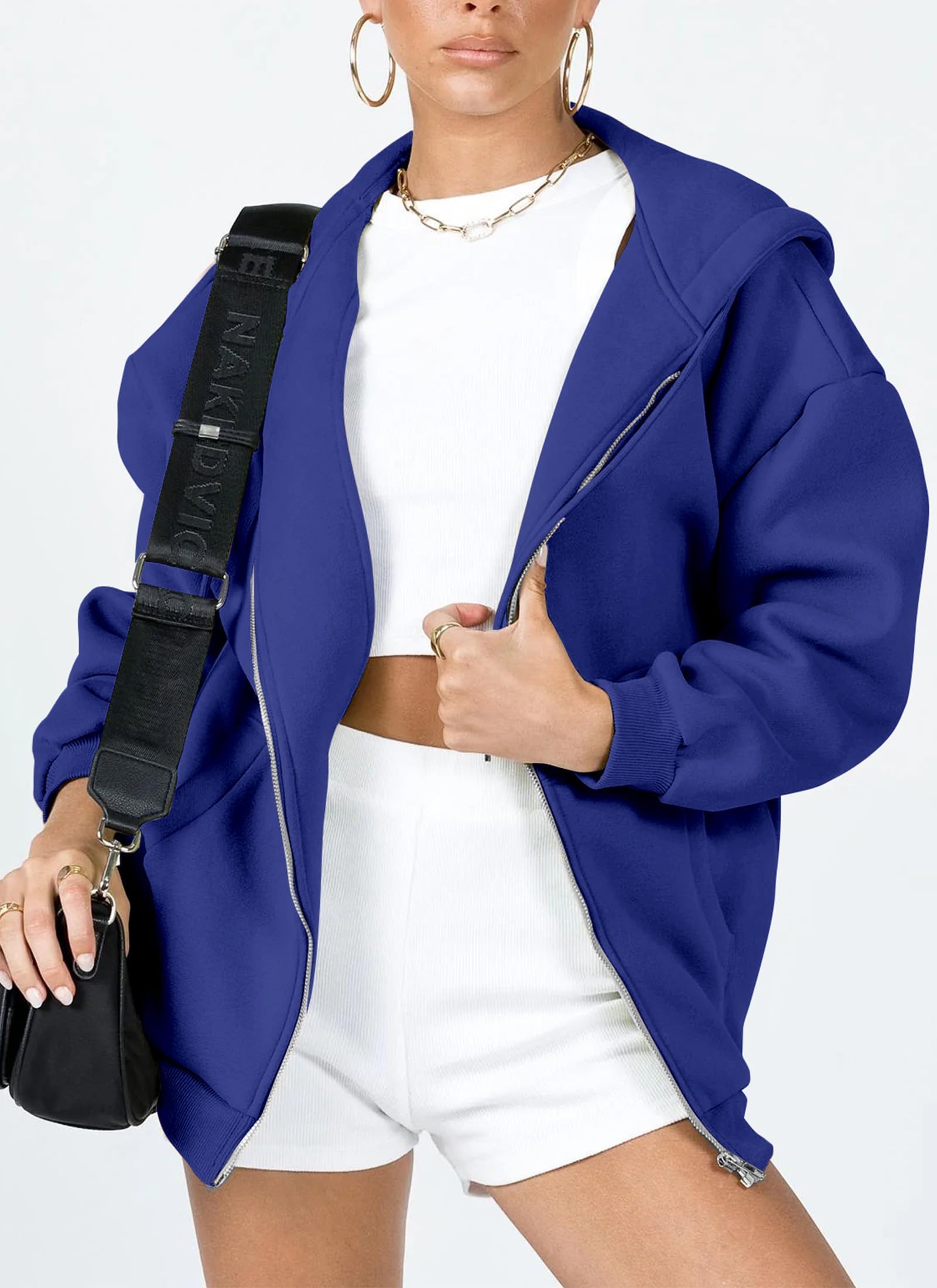 Women's Fall Zip Up Hoodies Sweatshirts Royal Blue