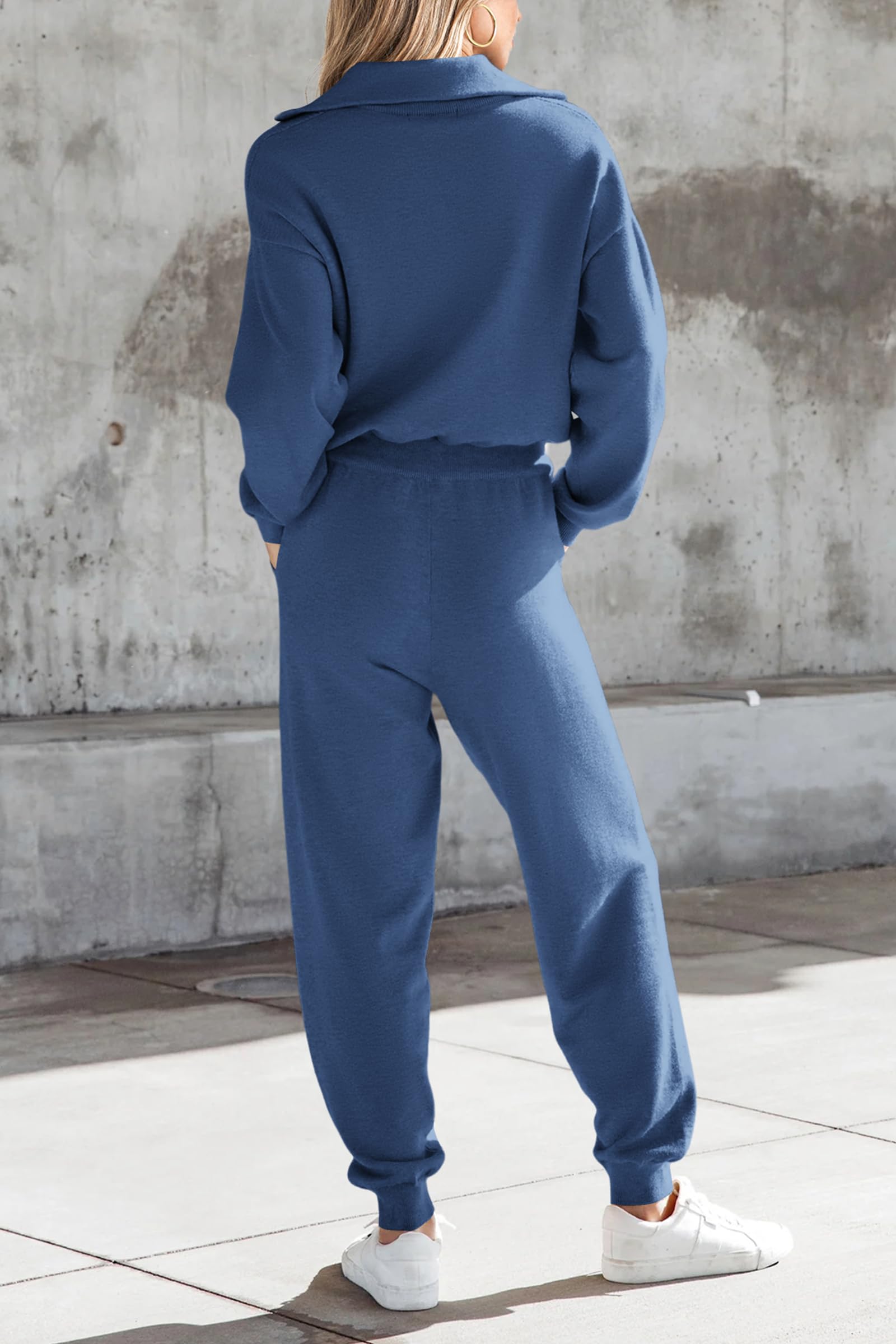 Women's 2 Piece Sweatsuits Set Fall Outfits(Blue,S)