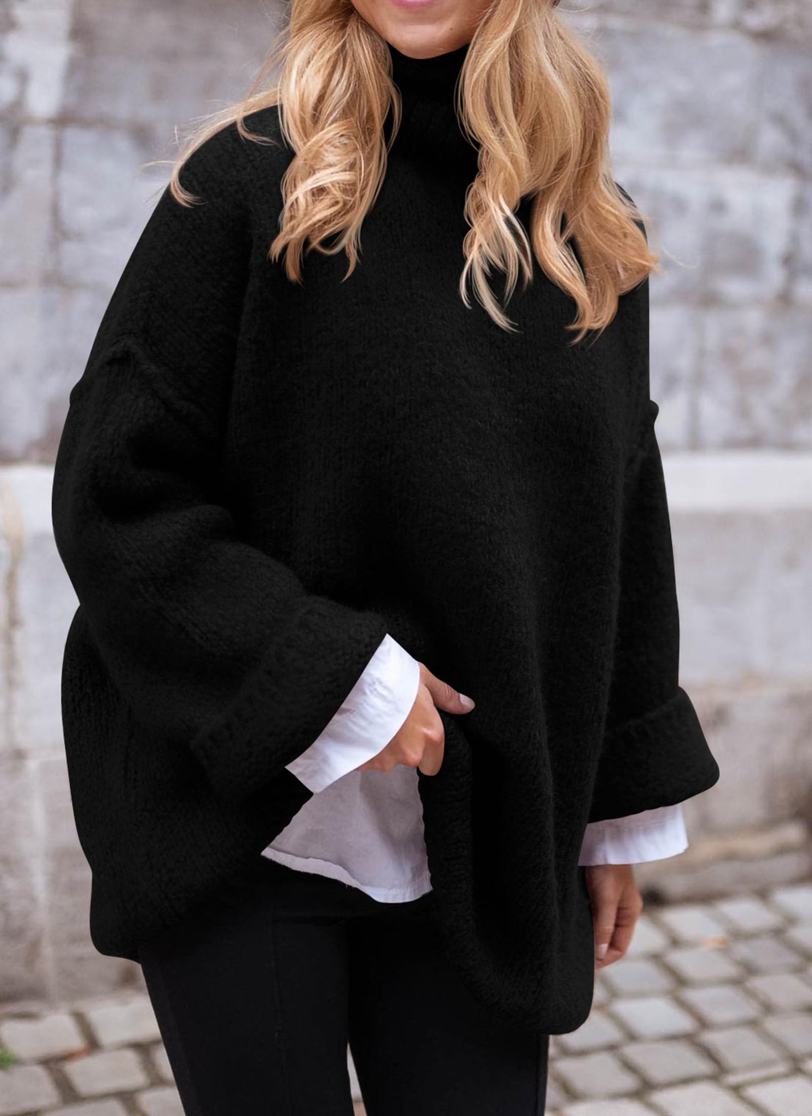 Women's Cozy Chunky Knit Oversized Fall Turtleneck Sweaters