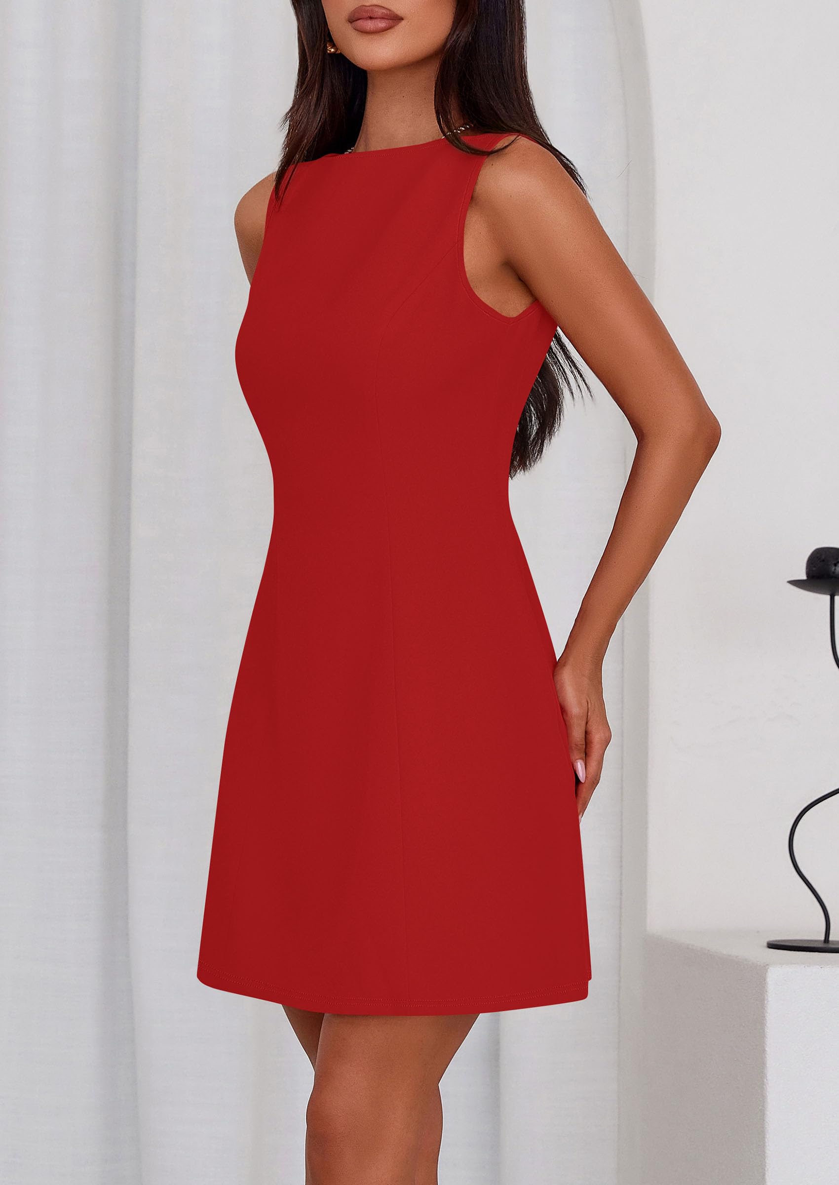 Women's Formal Short Dresses A Line Mini Dress,Red,XS