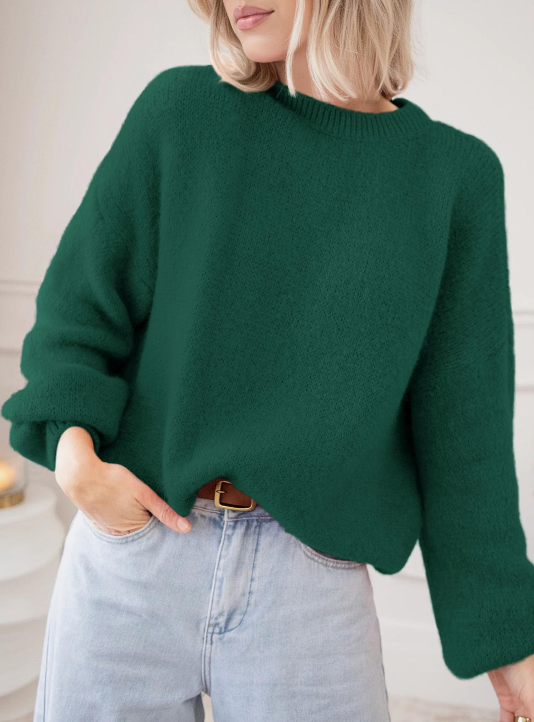 Women's Fall Oversized Holiday Sweaters (Dark Green,S)