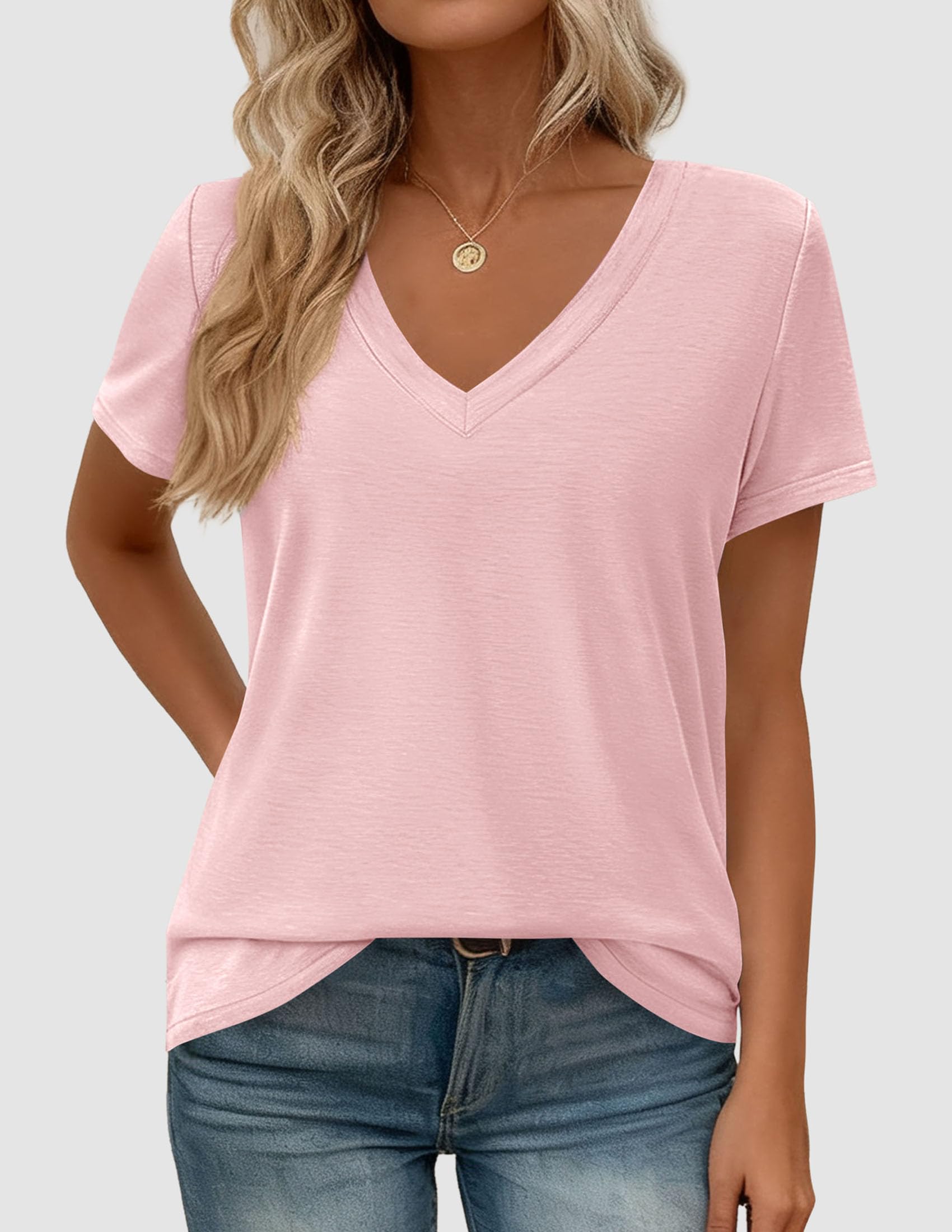 Womens Tops Short Sleeve Oversized Tshirts, Pink,S