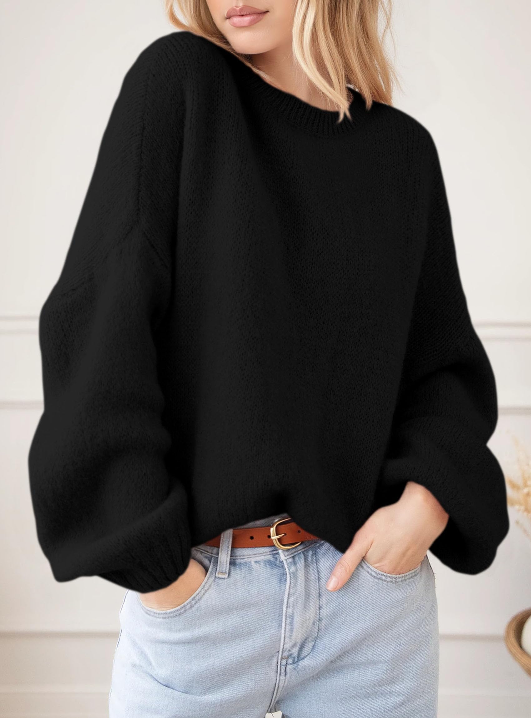 Women's Fall Oversized Holiday Sweaters (Black,S)
