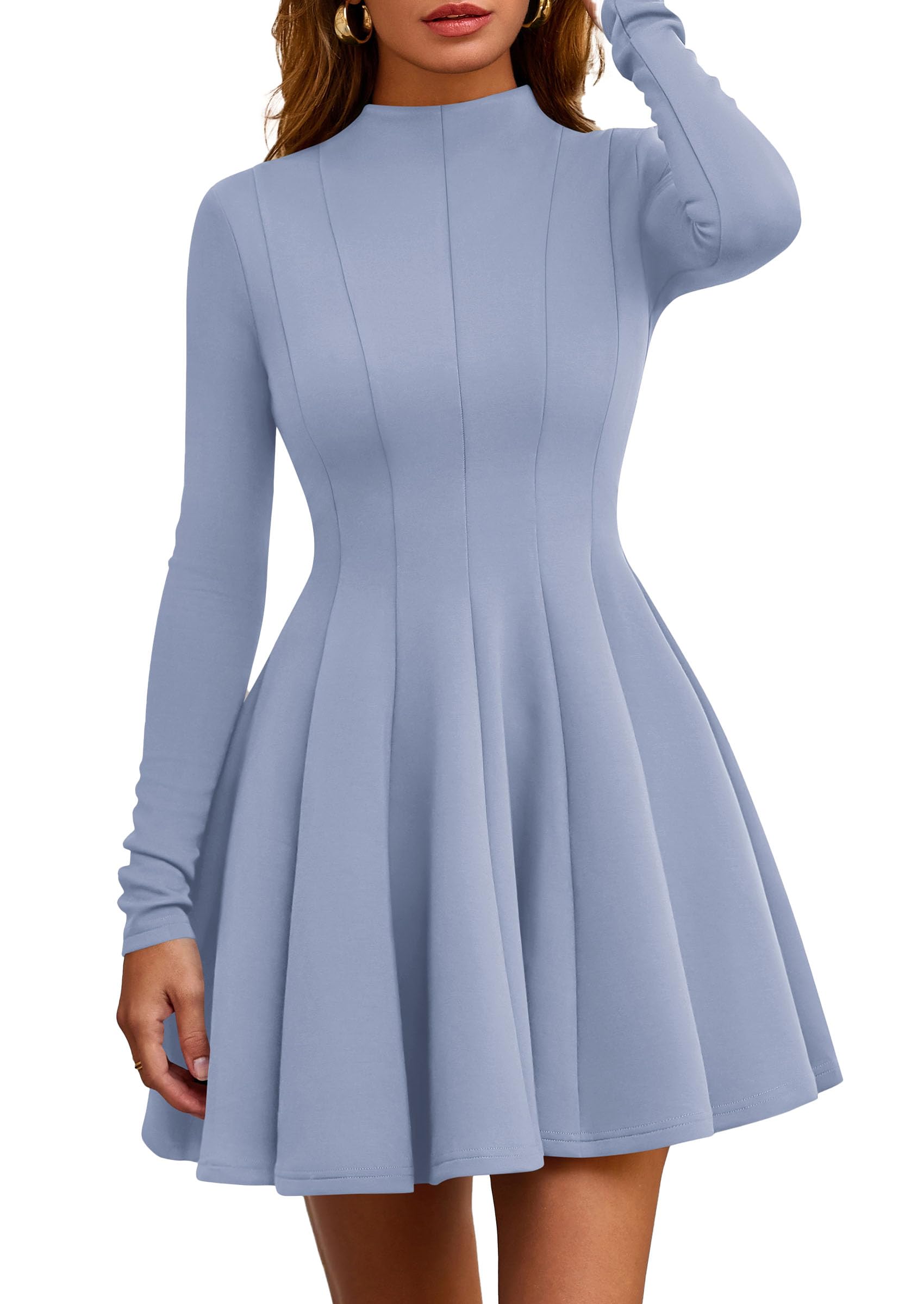 Fall Dresses for Women Long Sleeve Flowy Mini Homecoming Dress