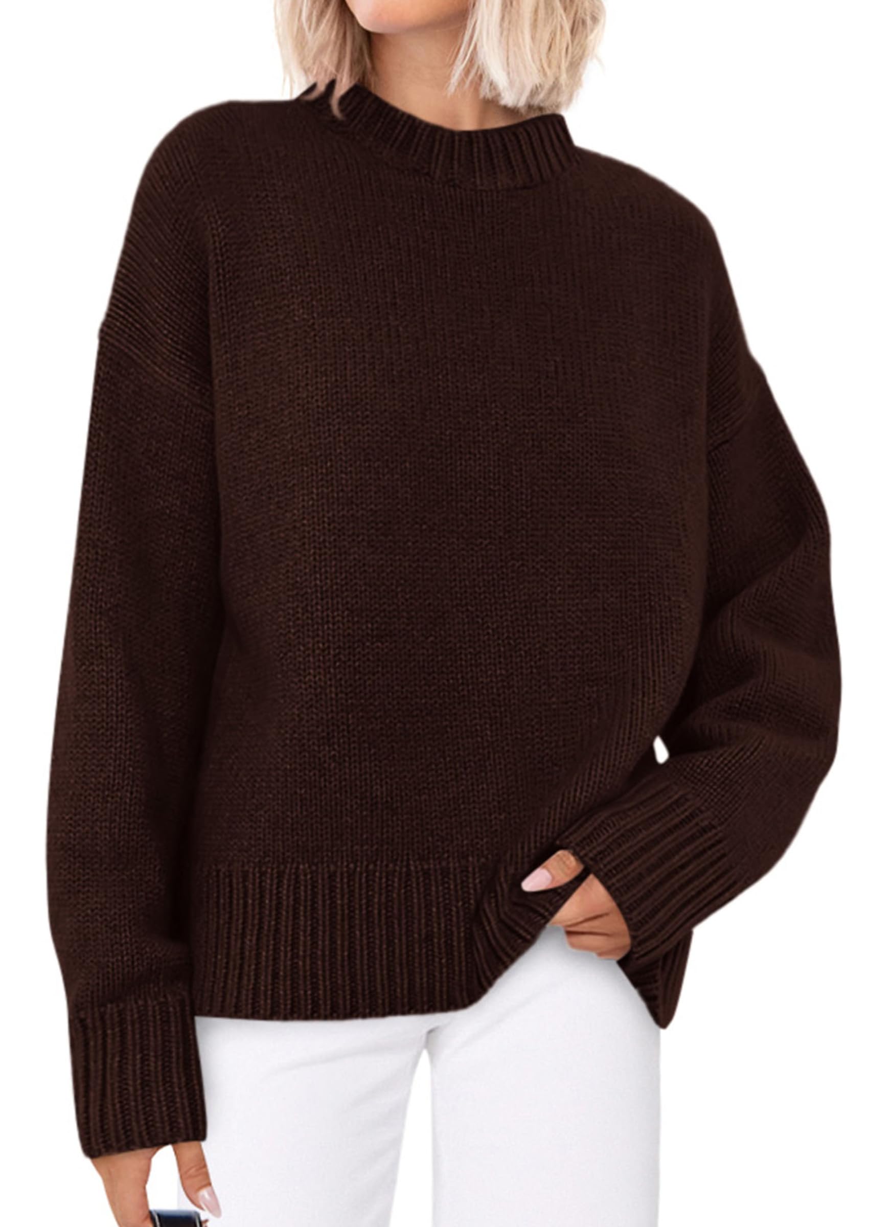 Casual Rollneck Sweater Womens Fall Fashion 2026 Dark Brown,S