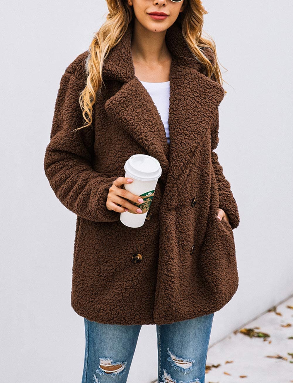 Oversized Sherpa Fleece Jacket Women's Winter Coats Outerwear