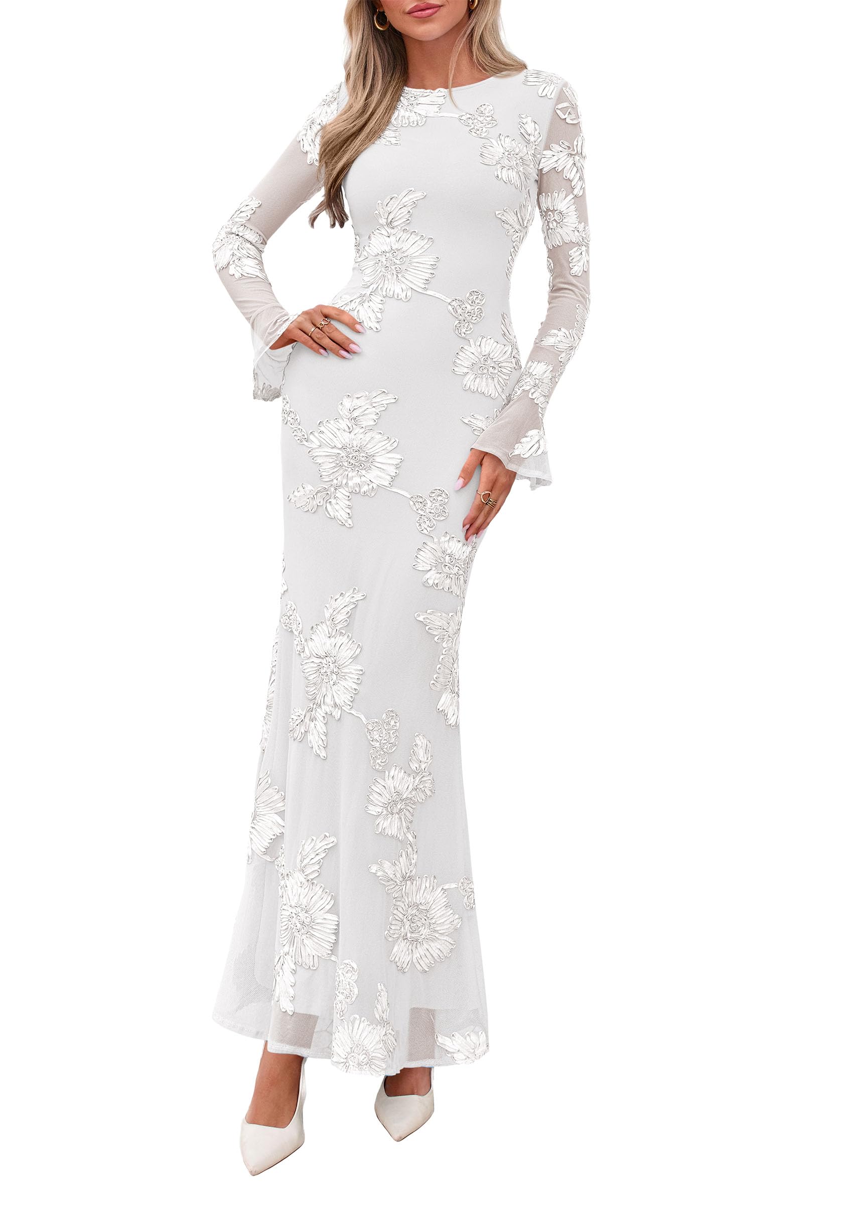 Women's Formal Floral Maxi Bodycon Wedding Guest Dresses 2026