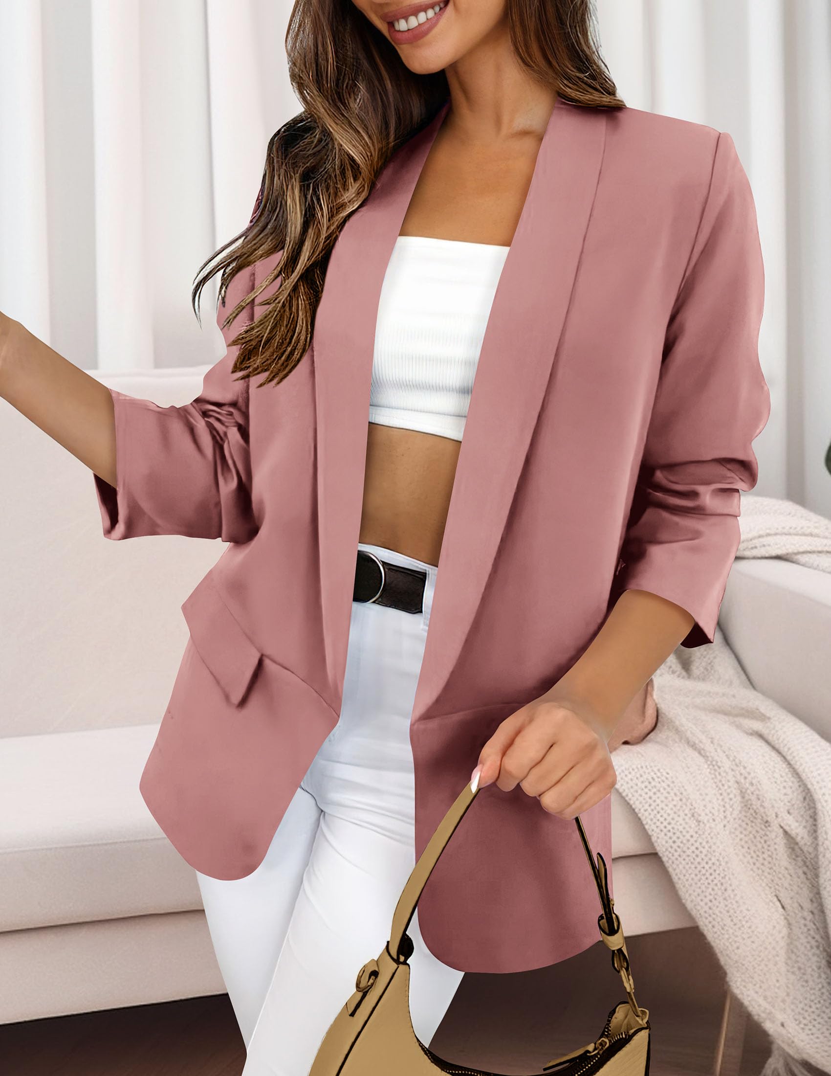 Women's Fall Fashion Business Casual Blazers(Pink,S)
