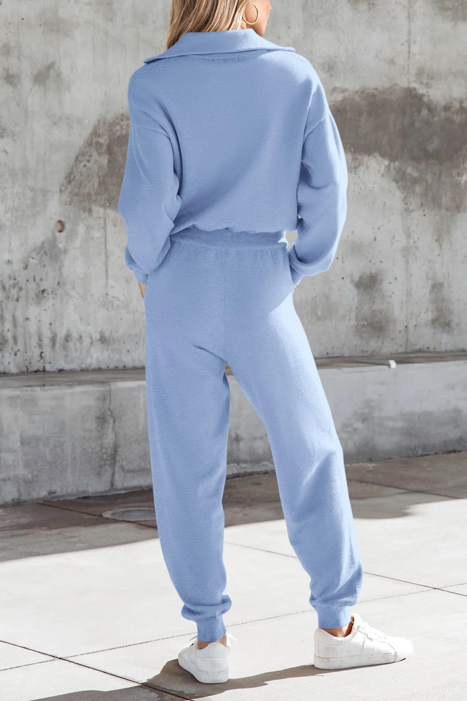 Women's 2 Piece Sweatsuits Set Fall Outfits(Light Blue,S)