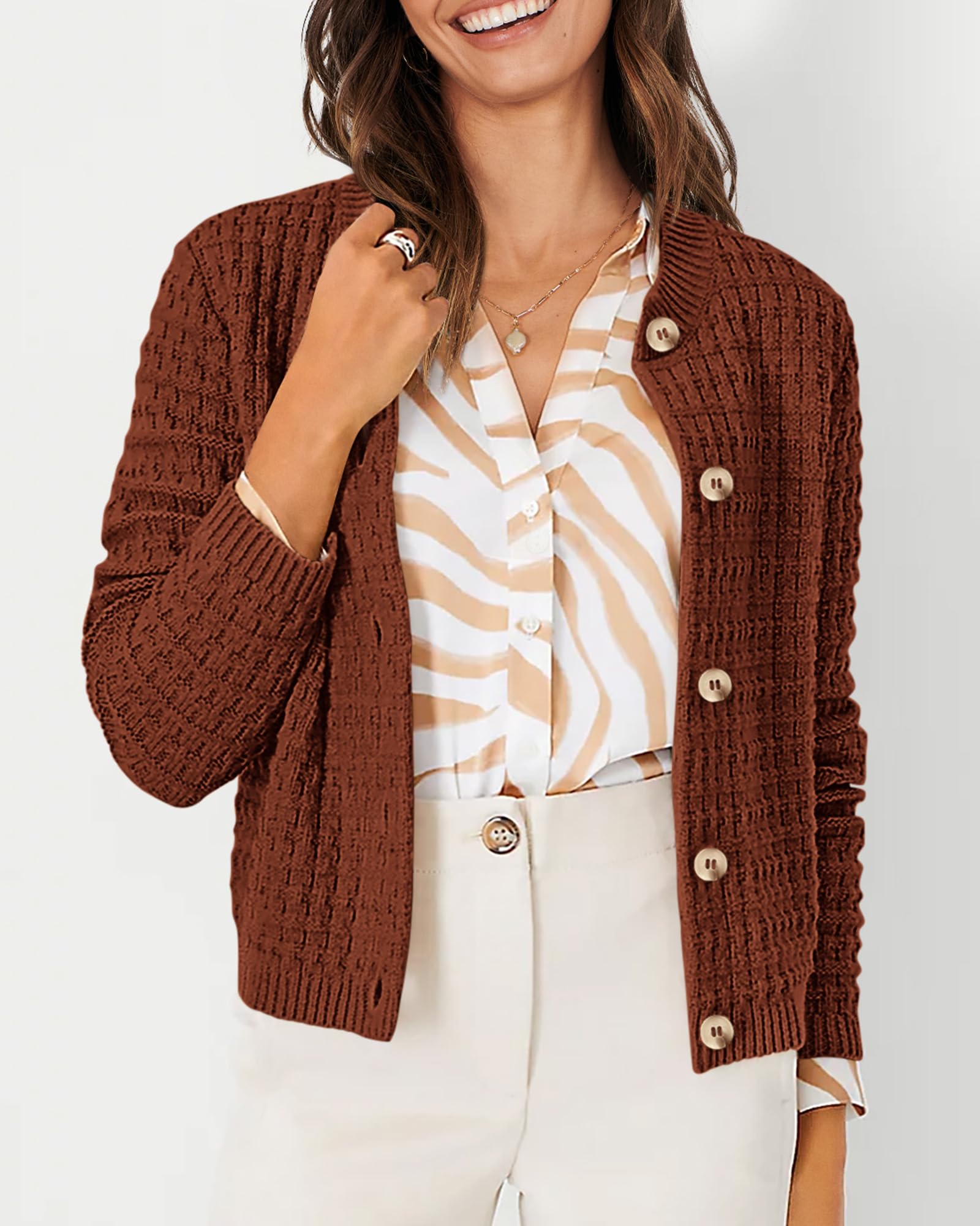 Women's Fall Lightweight Cardigan Sweaters Caramel