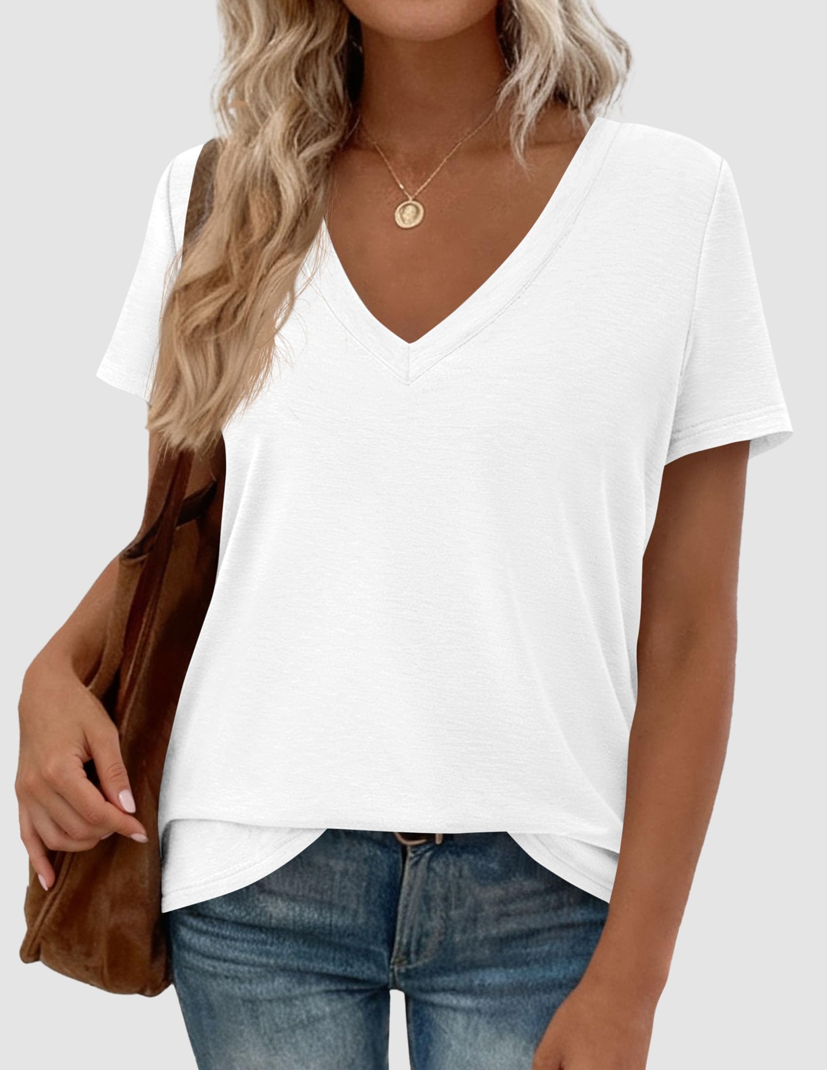 Womens Tops Short Sleeve Oversized Tshirts, White,S
