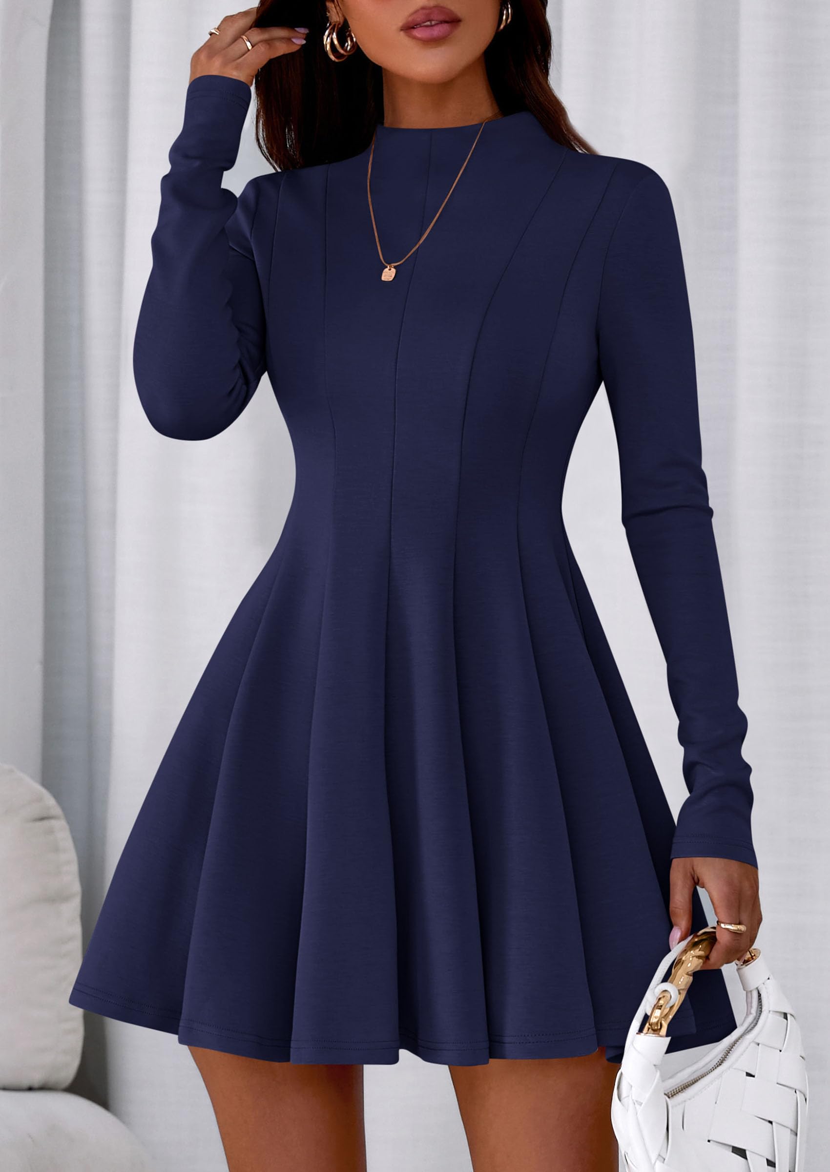 Fall Dresses for Women Long Sleeve Flowy Mini Homecoming Dress