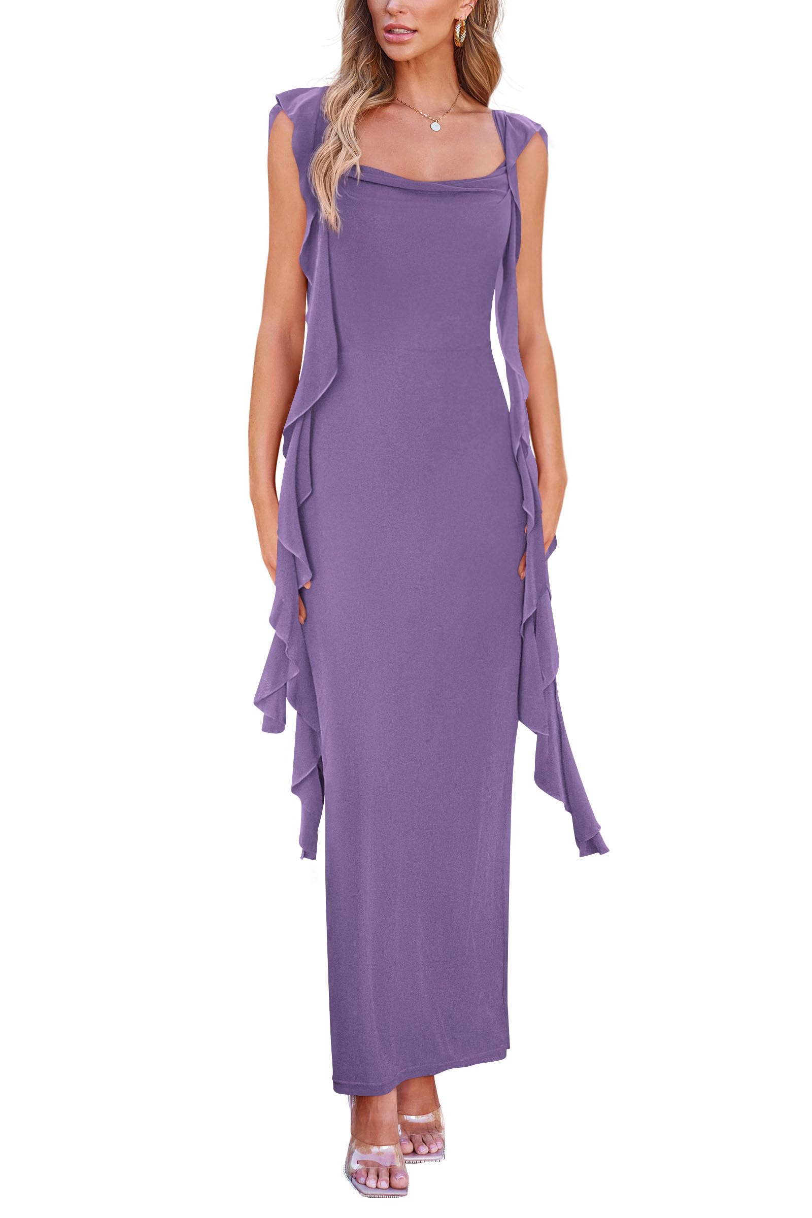Summer Dresses for Women Ruffle Bodycon Maxi Dress