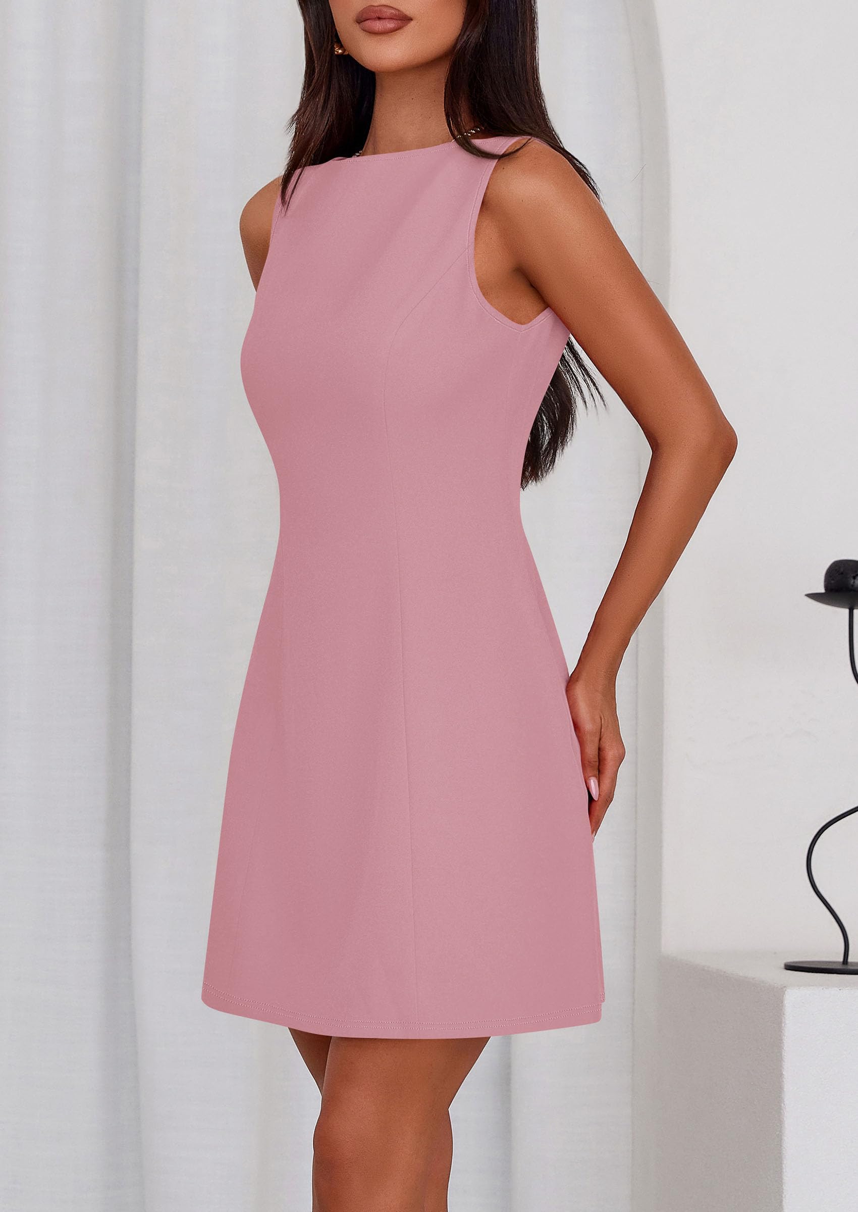 Women's Formal Short Dresses A Line Mini Dress,Pink,S