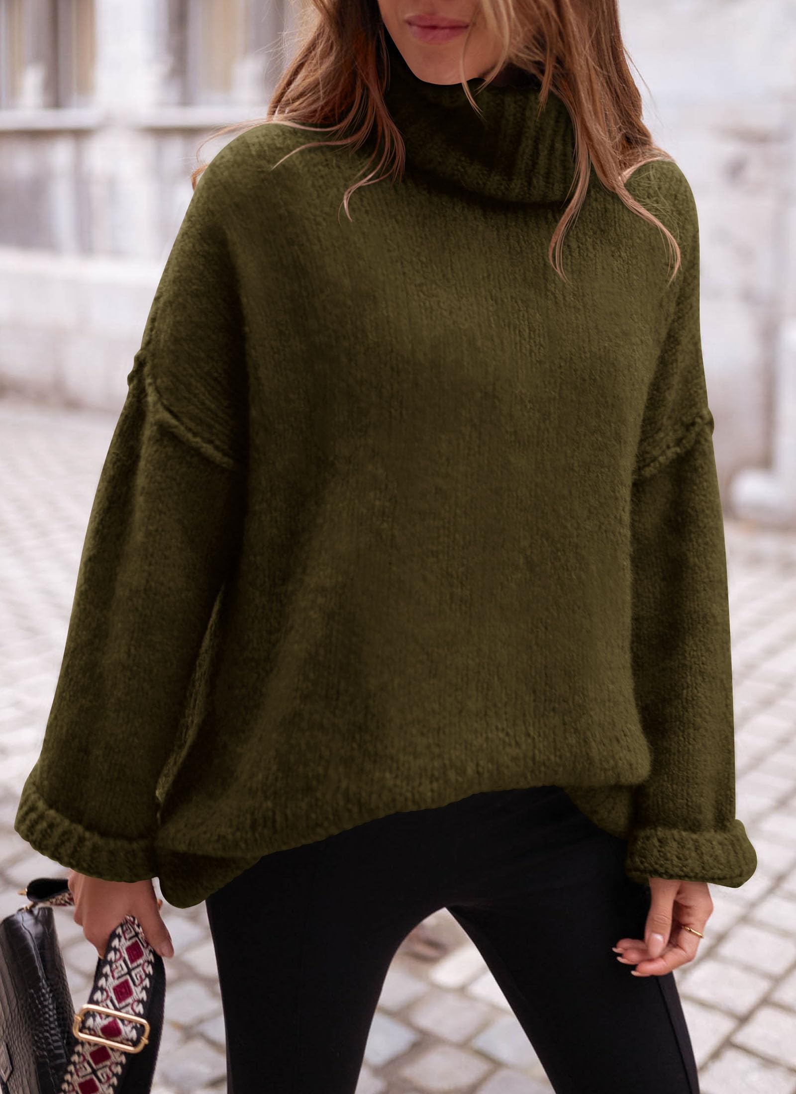 Women's Cozy Chunky Knit Oversized Fall Turtleneck Sweaters