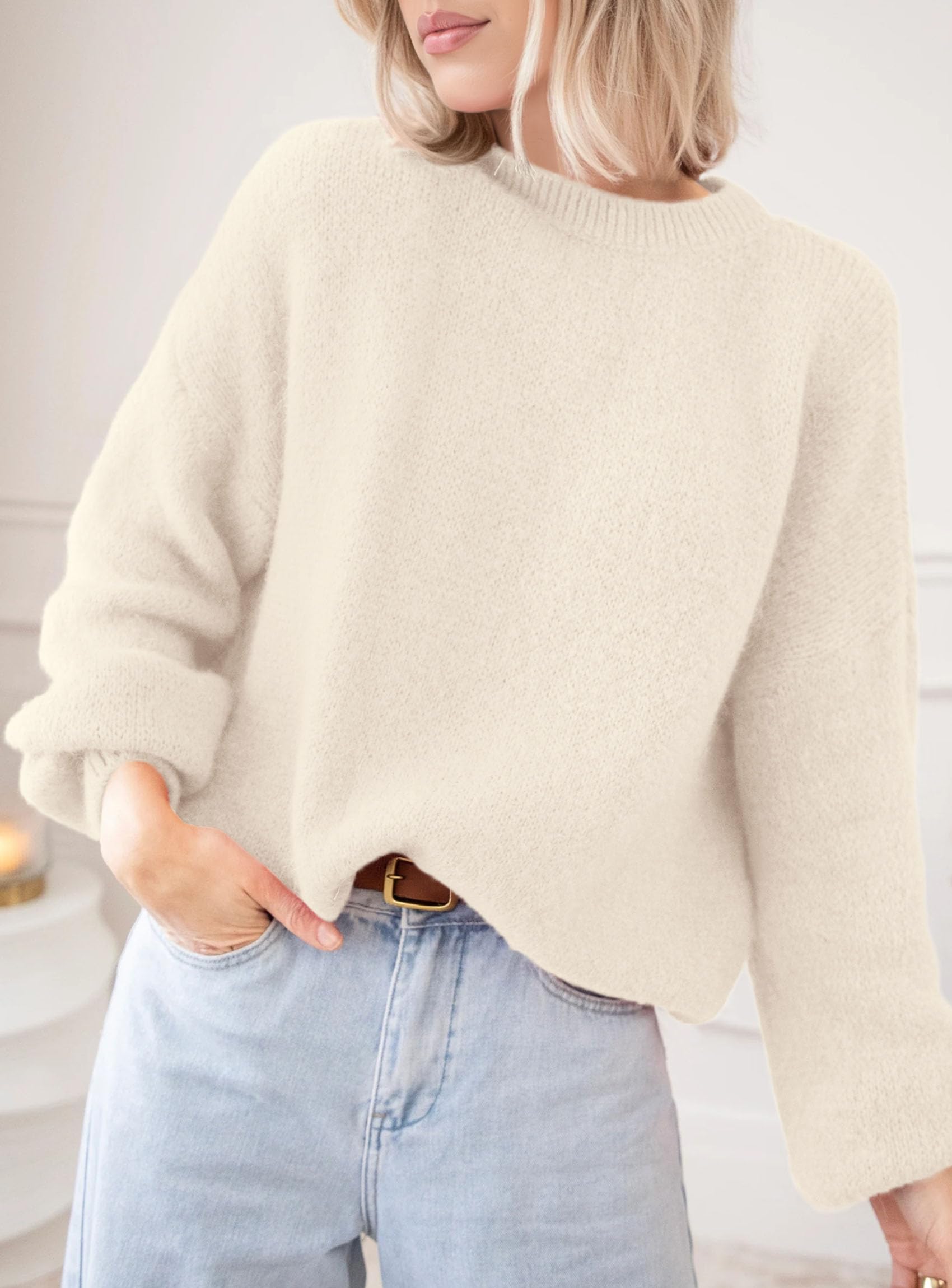 Women's Fall Oversized Holiday Sweaters (Beige,S)