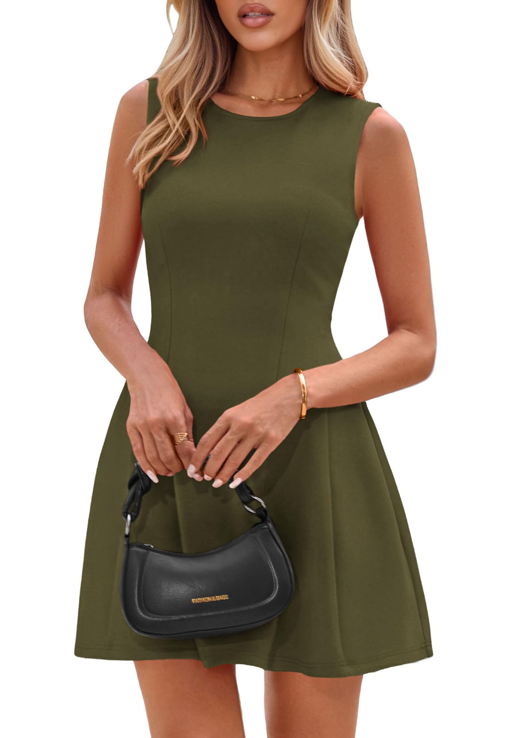 Women's A Line Elegant Summer Cocktail Dresses, Army Green,XS