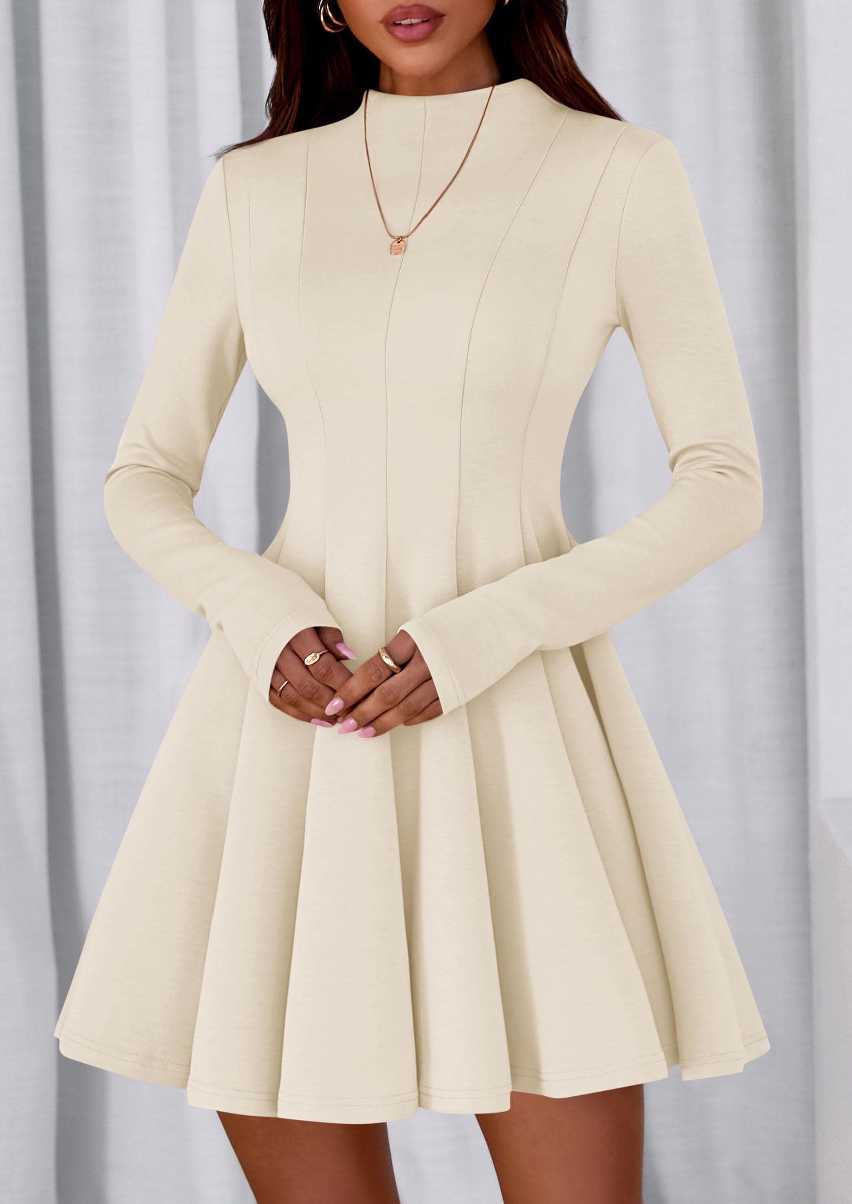 Fall Dresses for Women Long Sleeve Flowy Mini Homecoming Dress