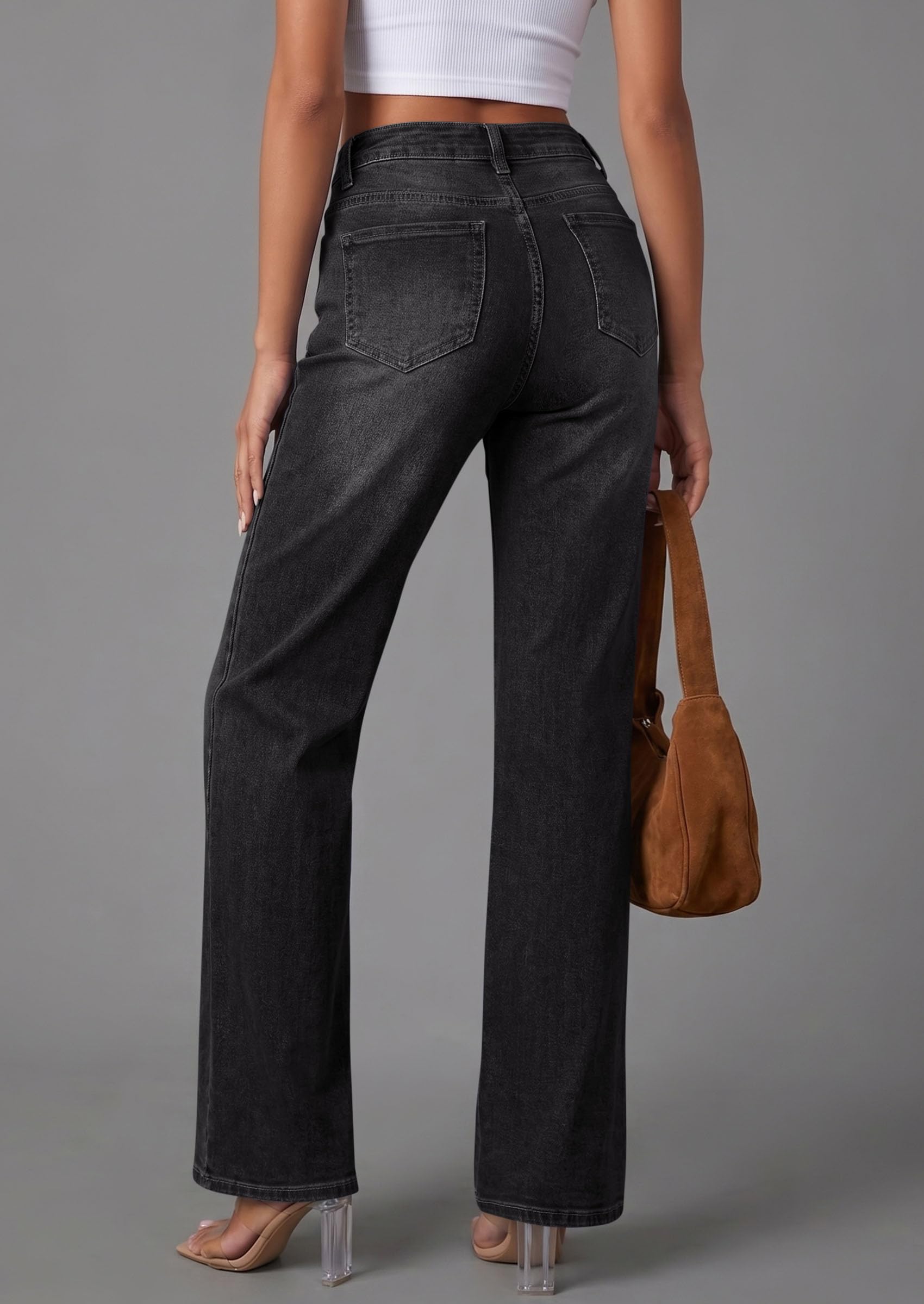 High Waisted Wide Leg Jeans for Women 2026 Trendy,Black,4