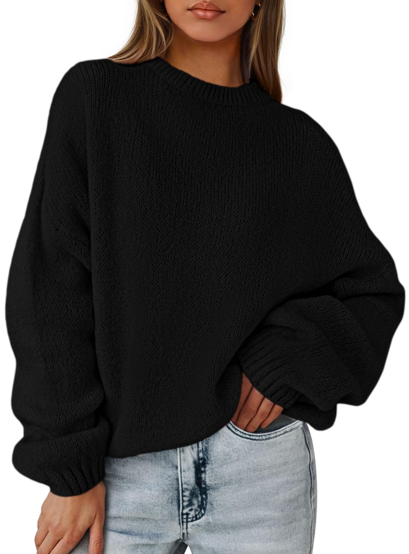 Women's Fall Oversized Holiday Sweaters (Black,S)