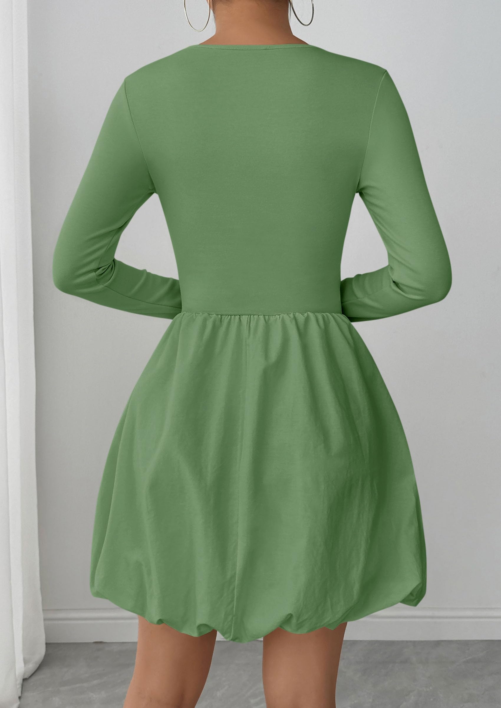 Fall Dresses for Women 2026 Bubble Mini Dress,Light Green,S