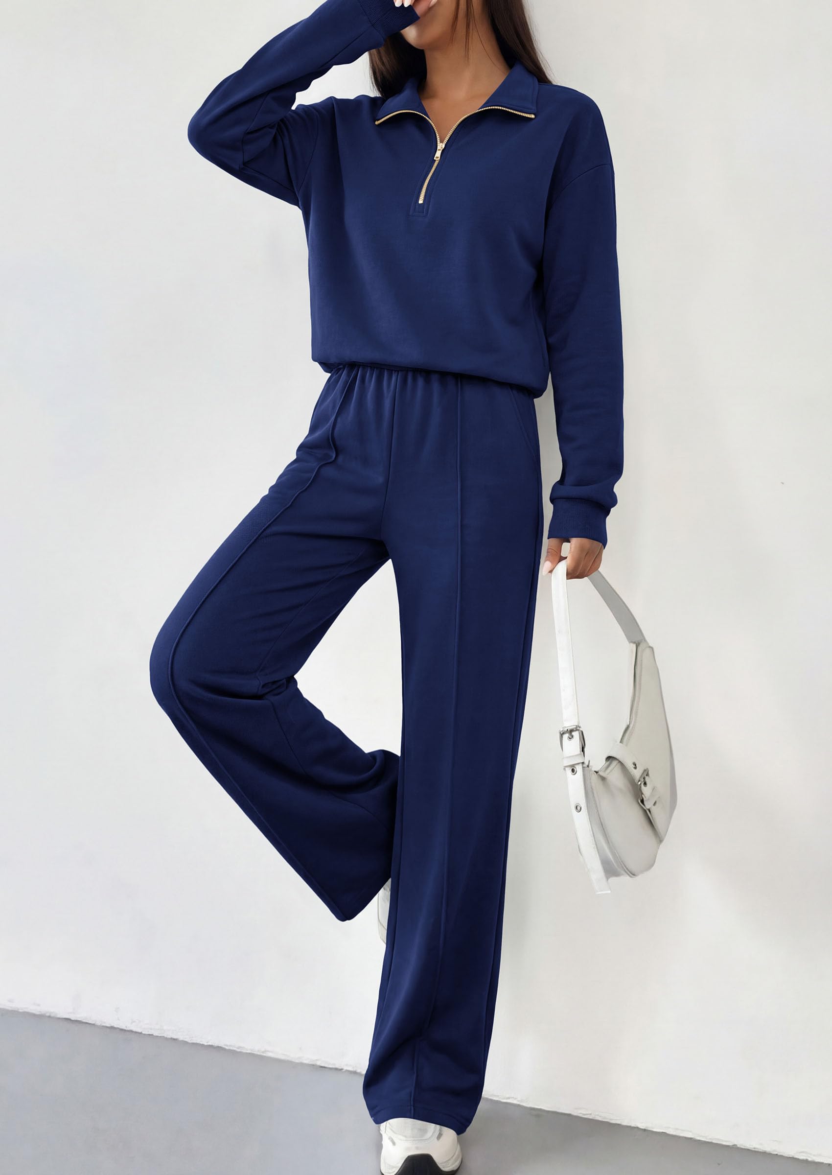 Women's Lounge Sets 2 Piece Outfits Sweatsuits,Dark Blue,S