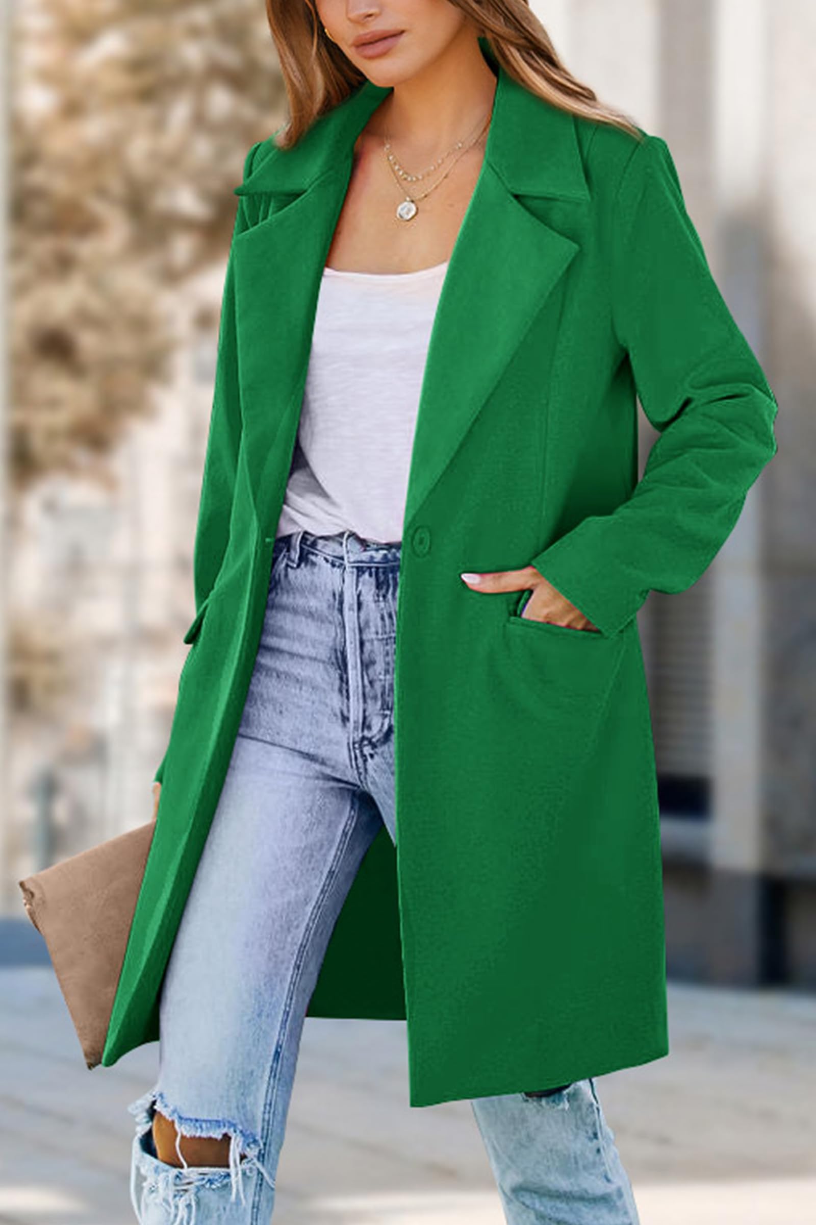 Women's Business Casual Long Blazer Jackets(Green,S)